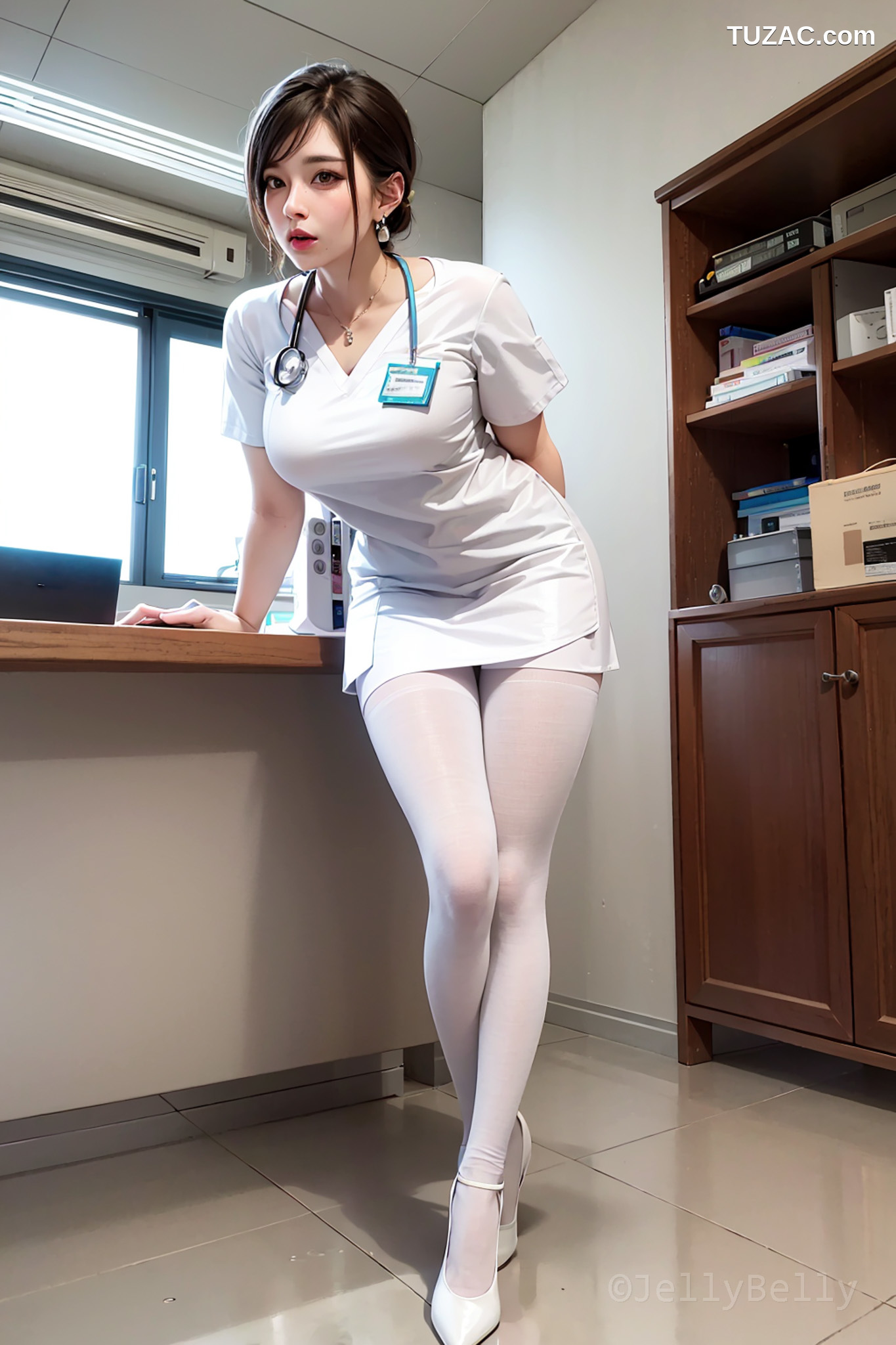 AI美女-18禁-医院里的漂亮女医生-黑色盘发