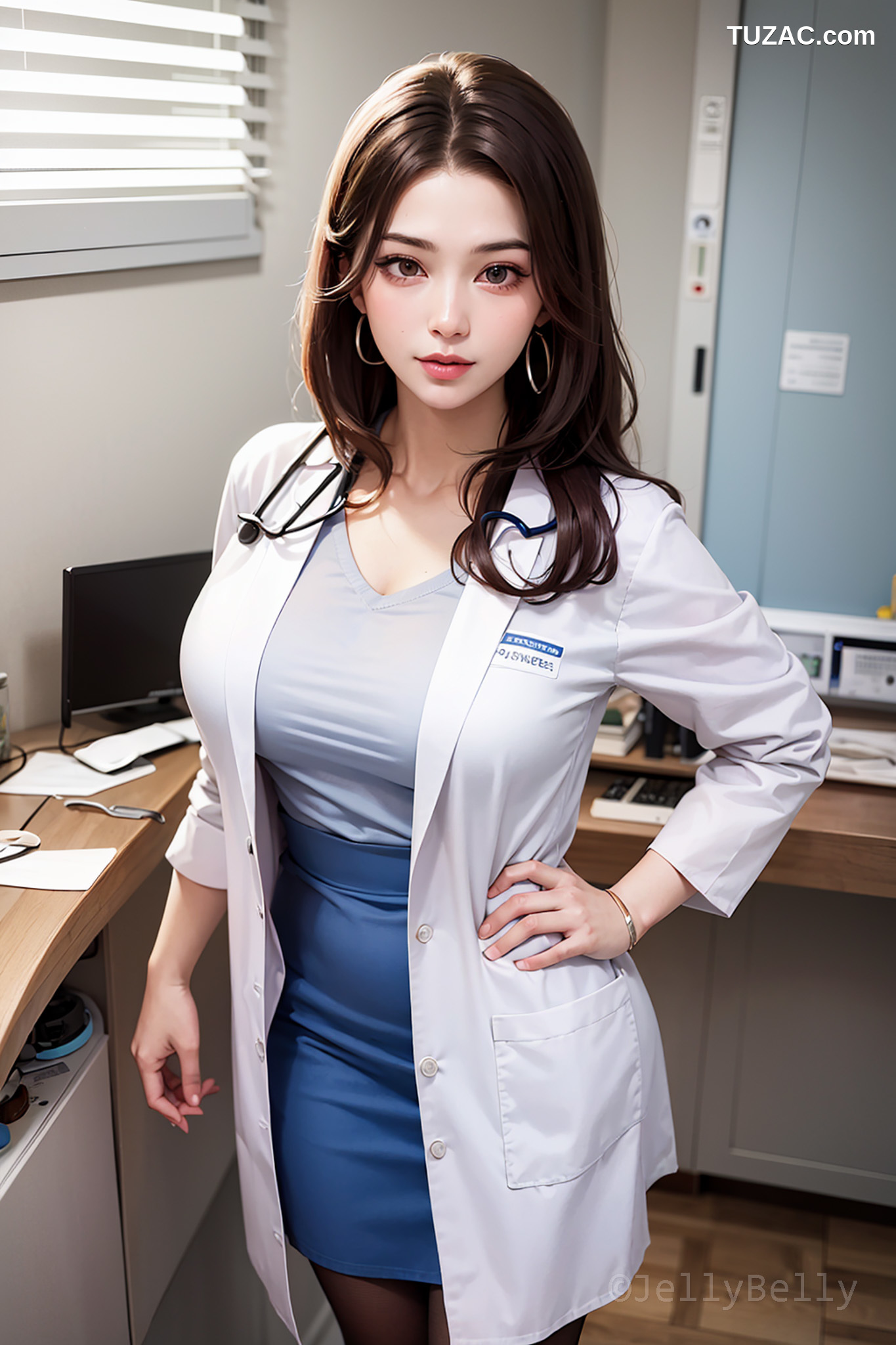 AI美女-18禁-医院里的漂亮女医生-黑色齐肩发