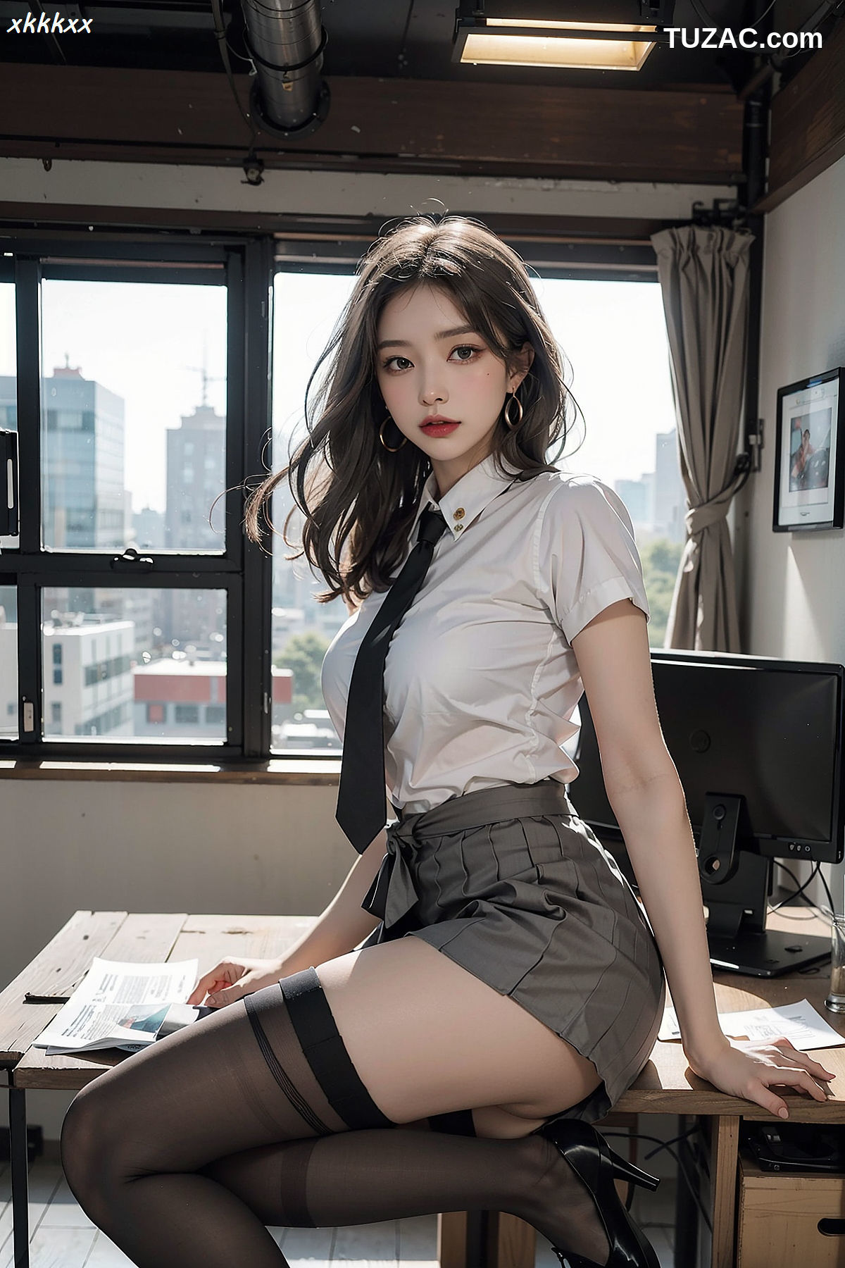 AI美女-办公室女郎-写实长发篇