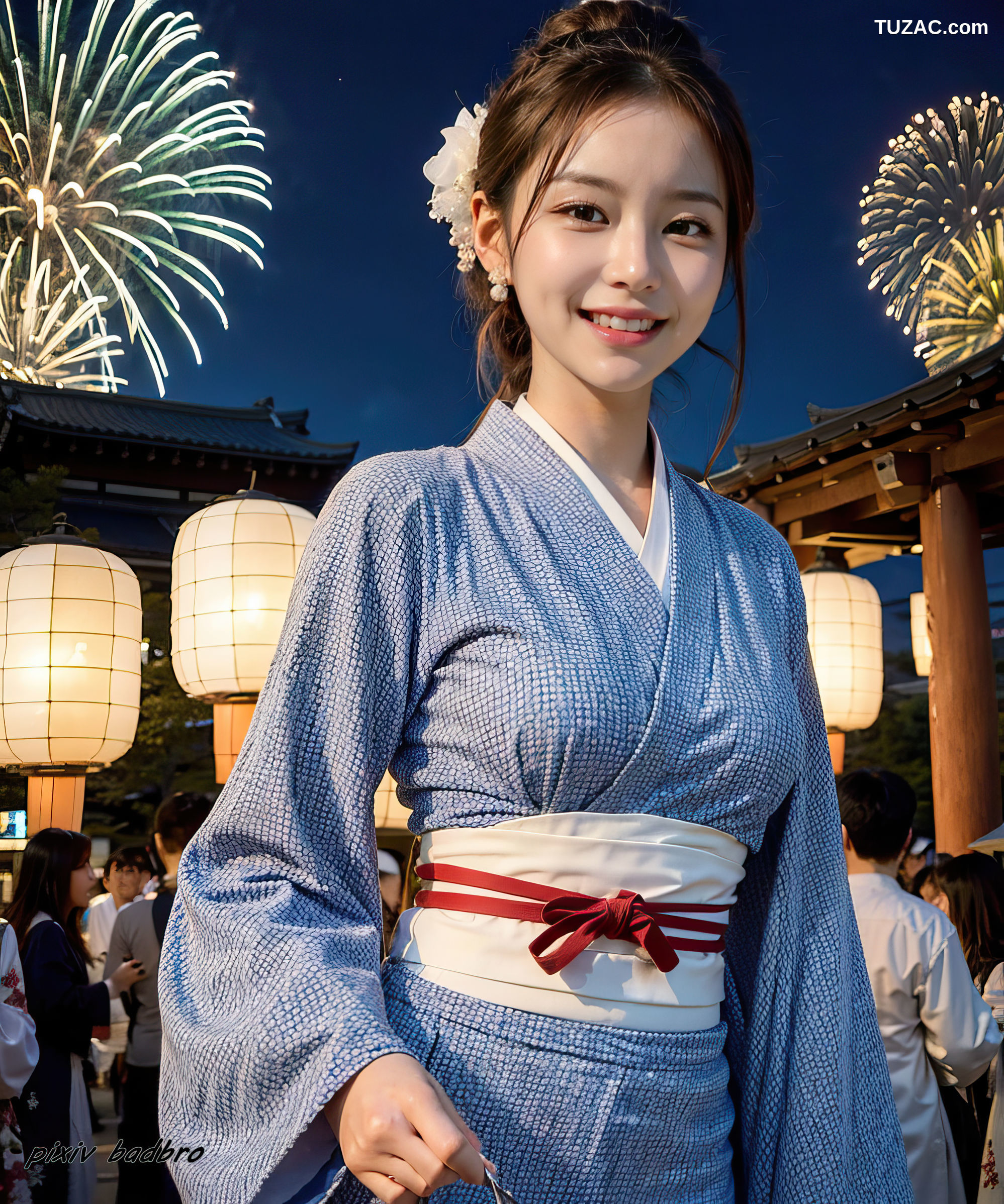 AI美女-和服-涩谷区-上空露出-卷2-Kimono-Matsuri-boobs2-BadBro