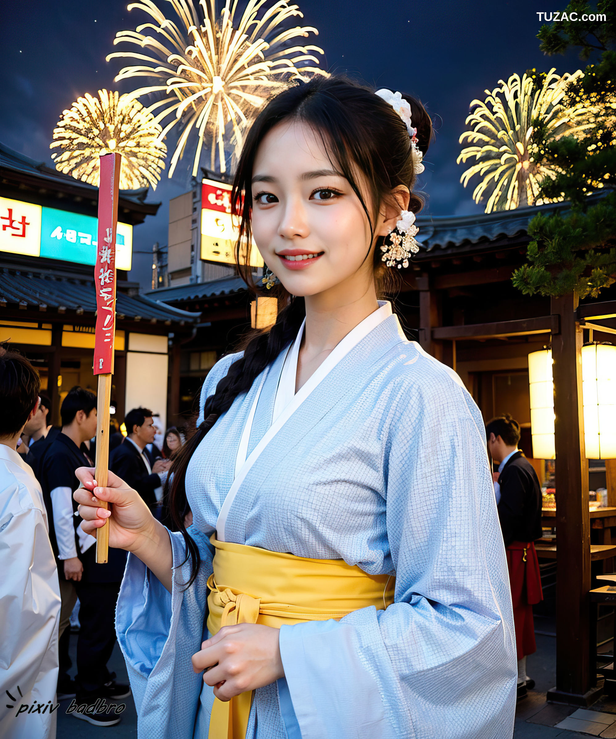 AI美女-和服-涩谷区-上空露出-卷2-Kimono-Matsuri-boobs2-BadBro