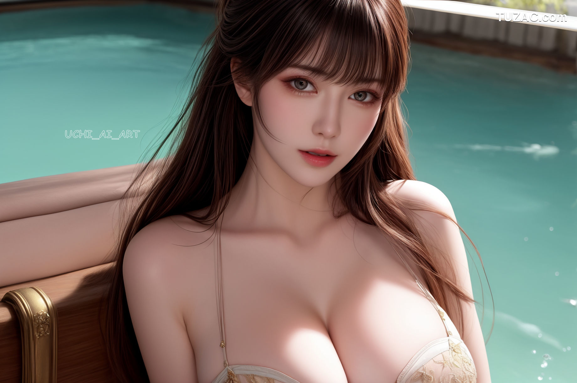 AI美女-巨乳长发-莲花池