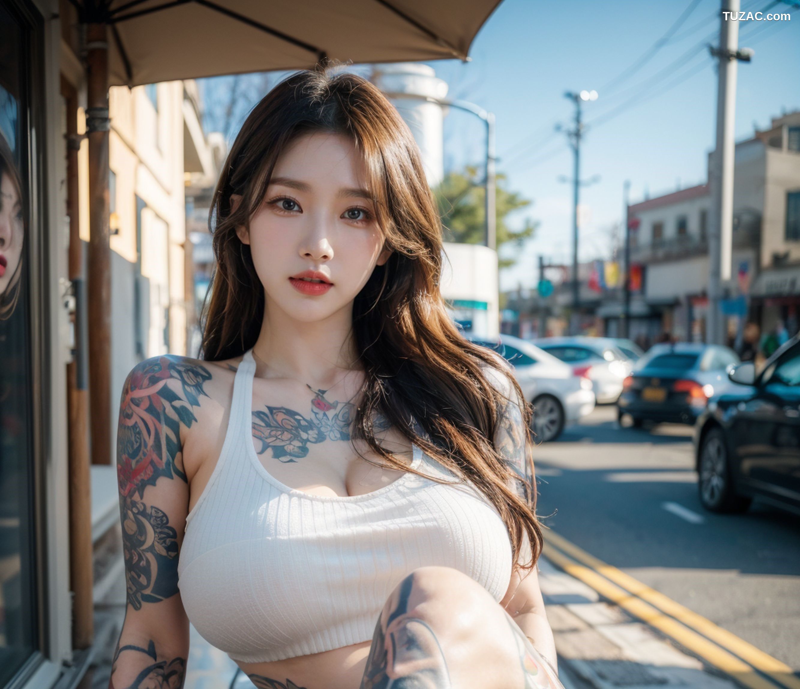 AI美女-拟实-18禁-纹身美女街头露出