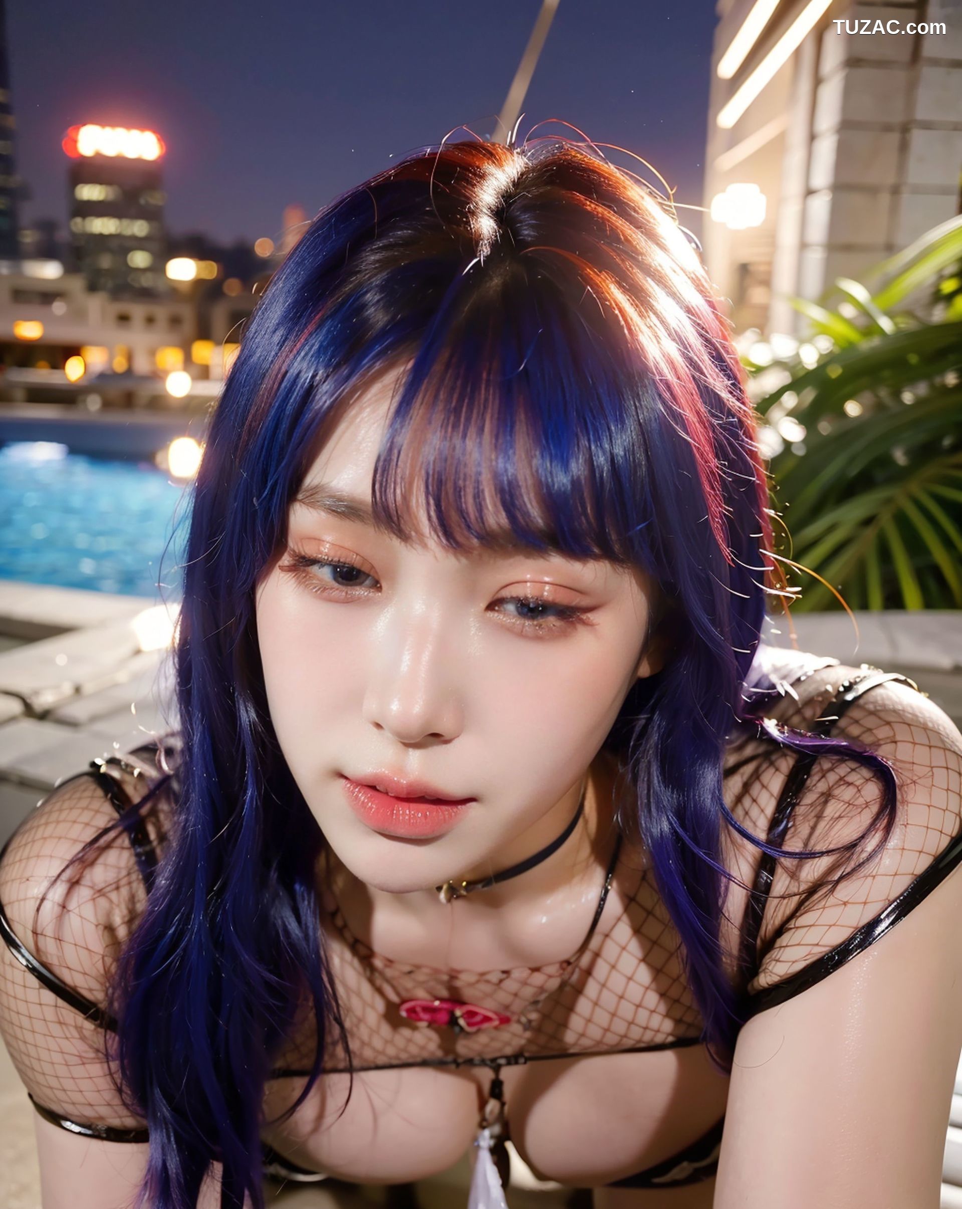 AI美女-拟实-18禁-黑红色比基尼户外