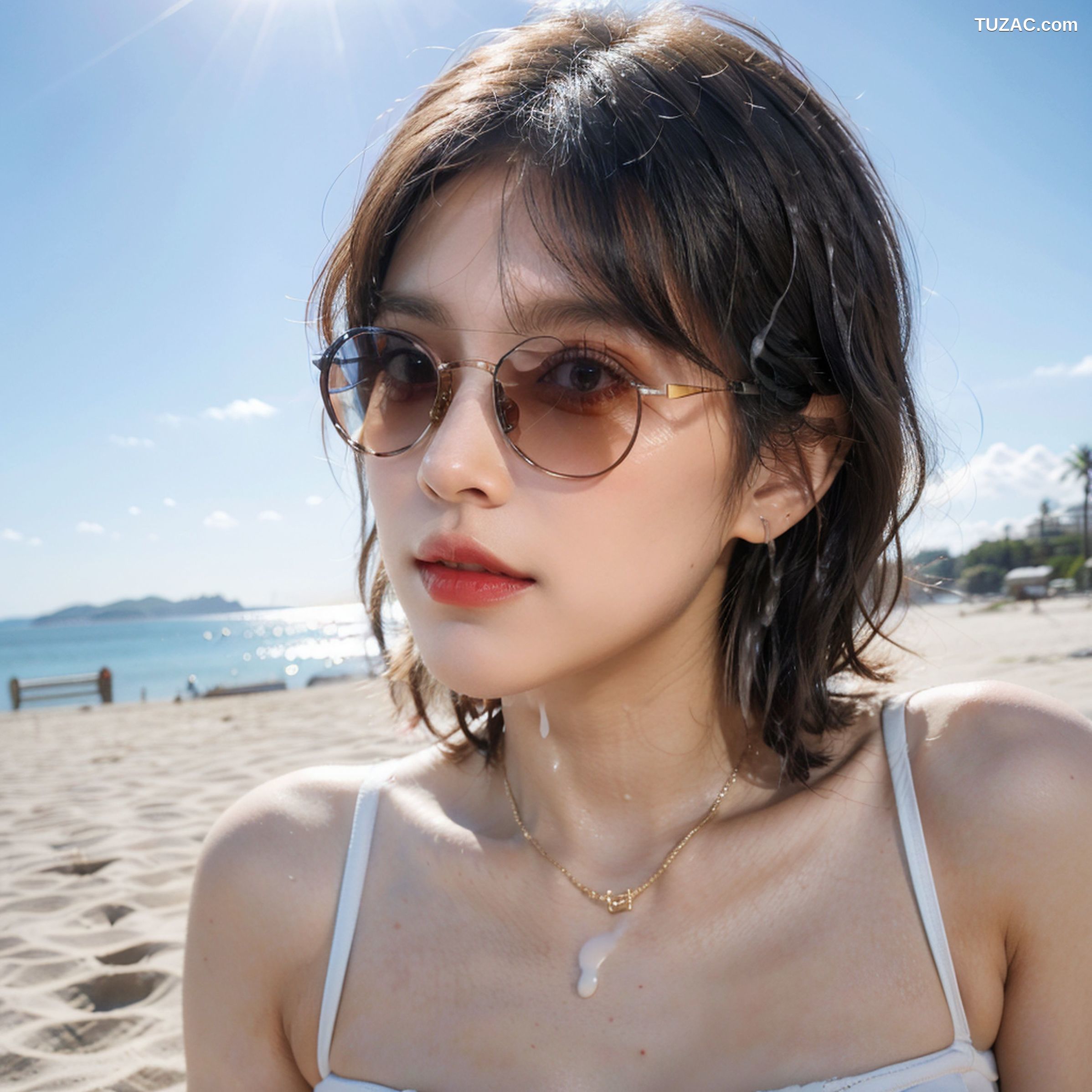 AI美女-拟实-USA国旗泳装