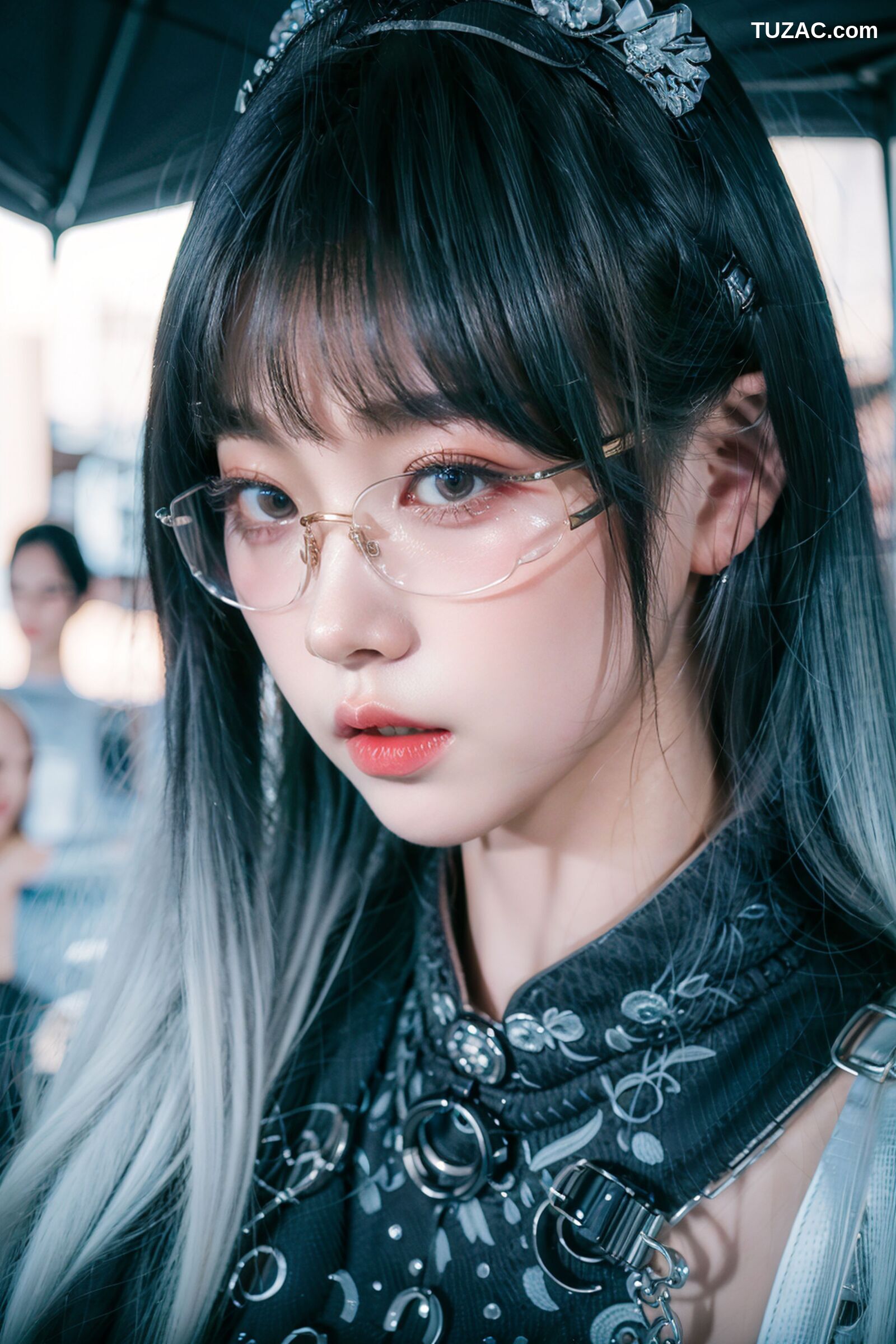 AI美女-拟实-哥特风眼镜女仆