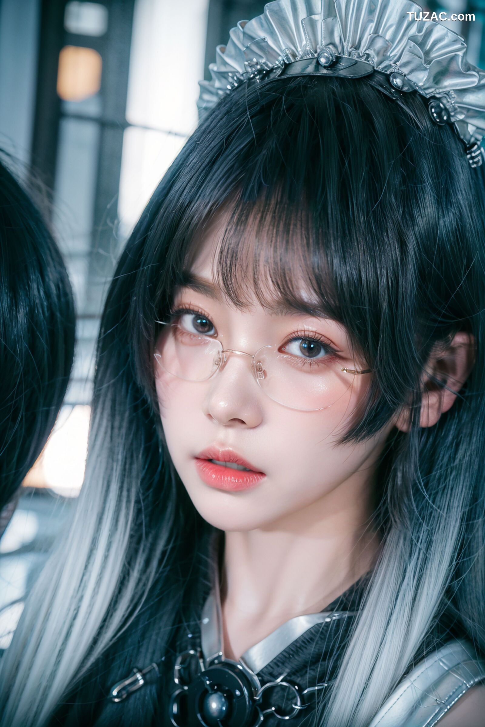 AI美女-拟实-哥特风眼镜女仆