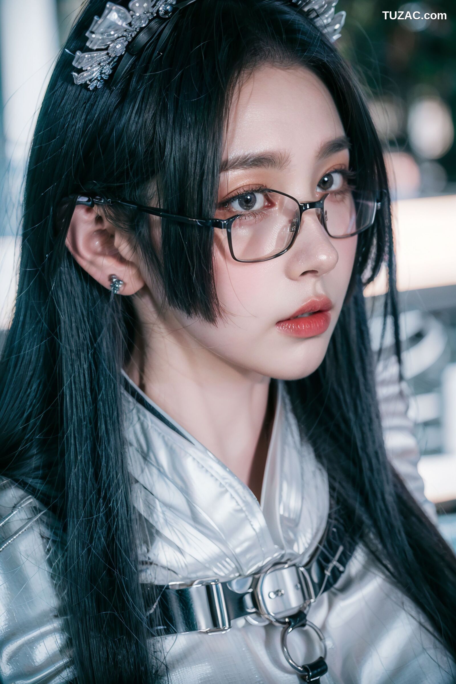 AI美女-拟实-哥特风眼镜女仆