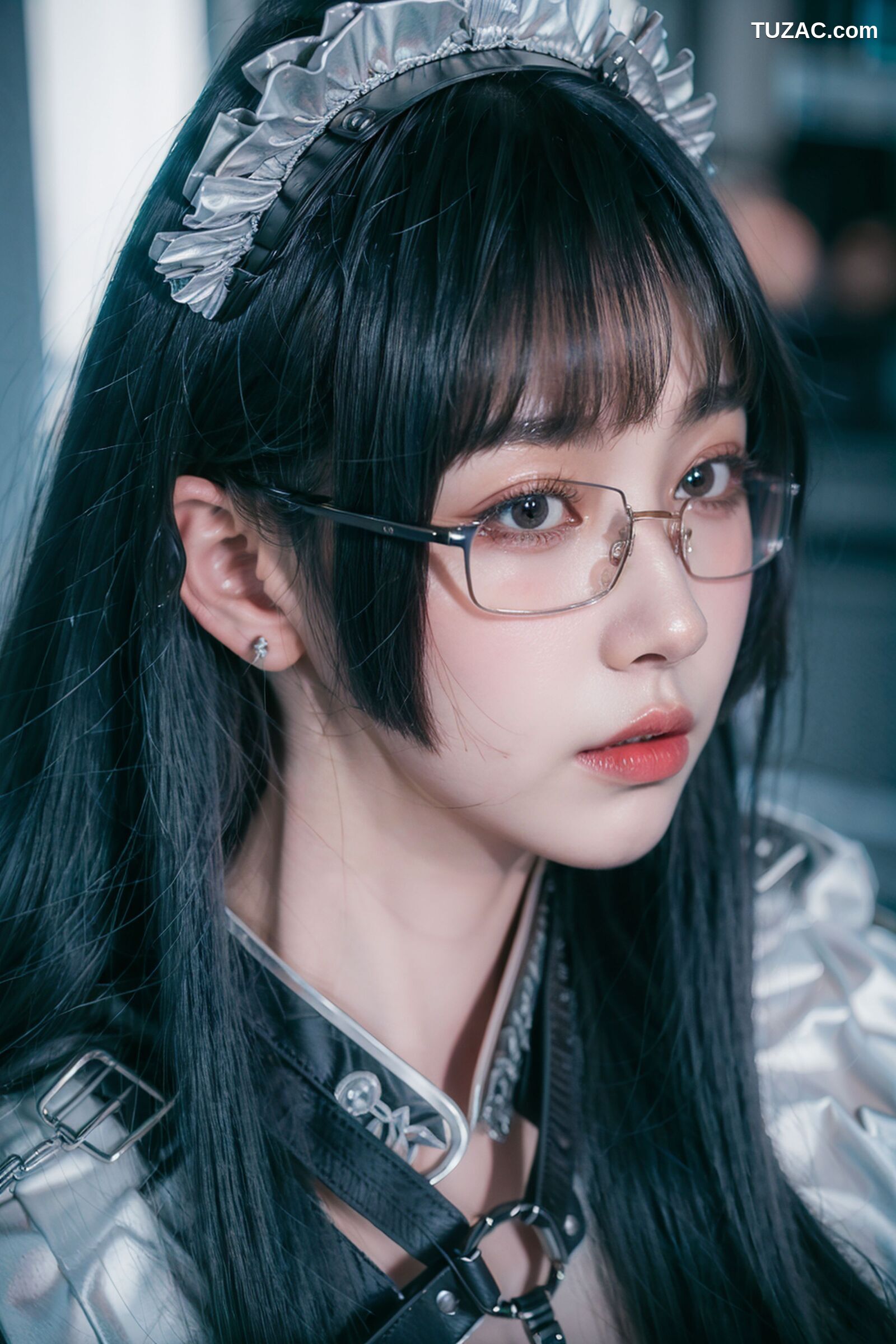 AI美女-拟实-哥特风眼镜女仆