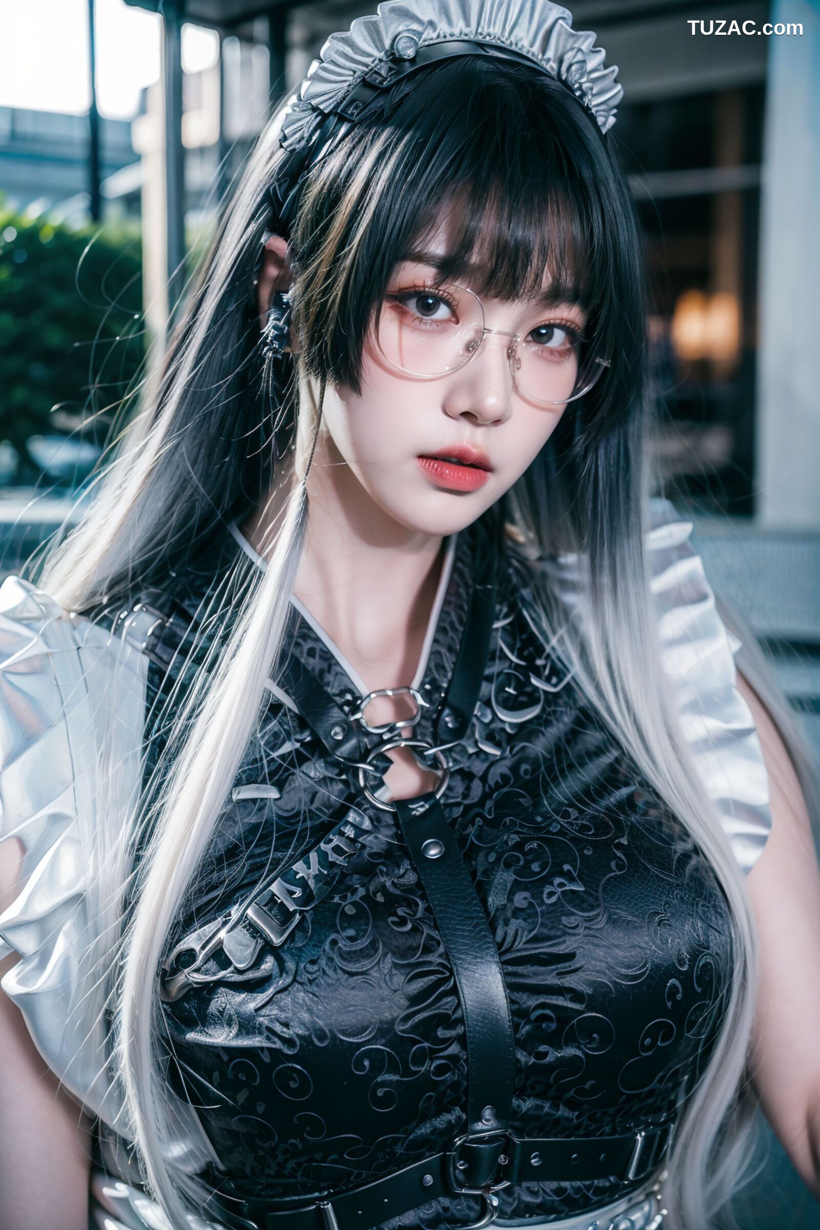 AI美女-拟实-哥特风眼镜女仆