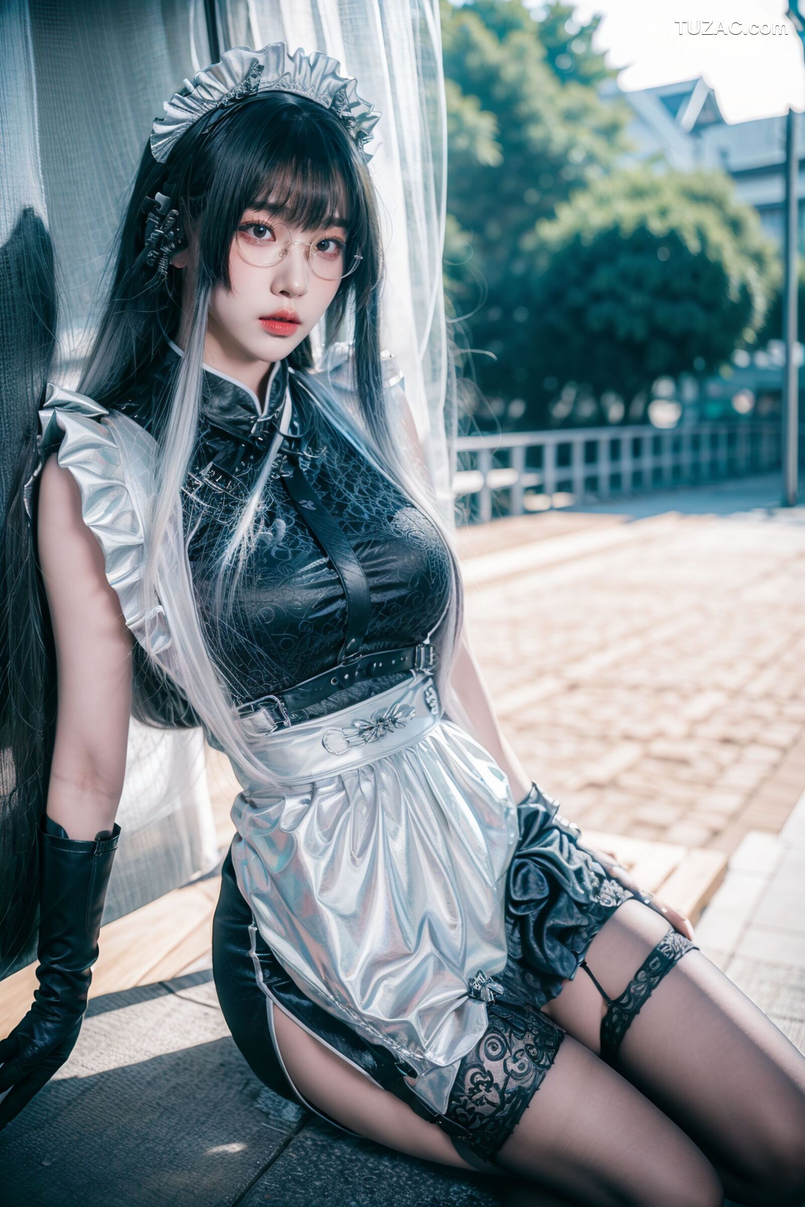 AI美女-拟实-哥特风眼镜女仆