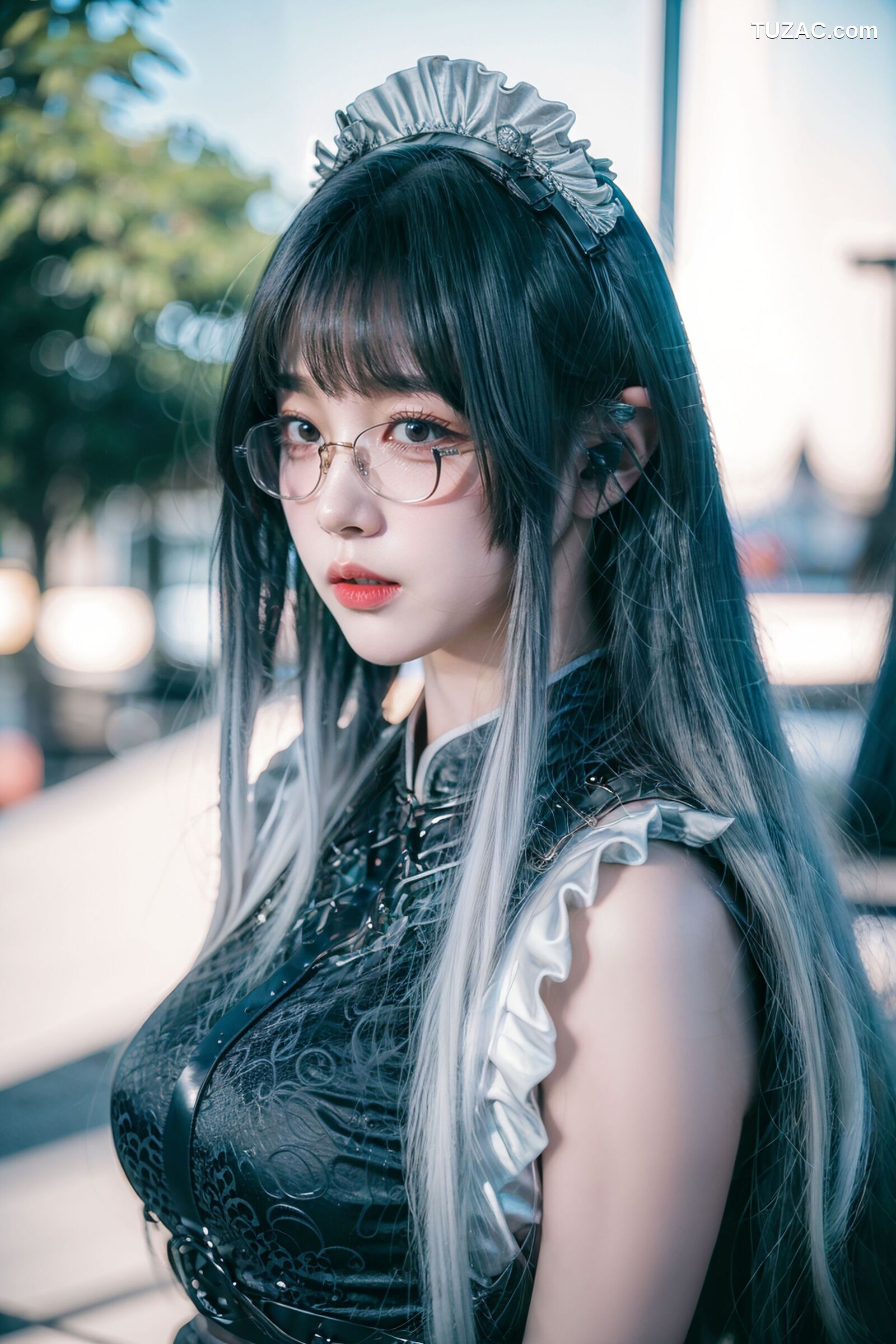 AI美女-拟实-哥特风眼镜女仆