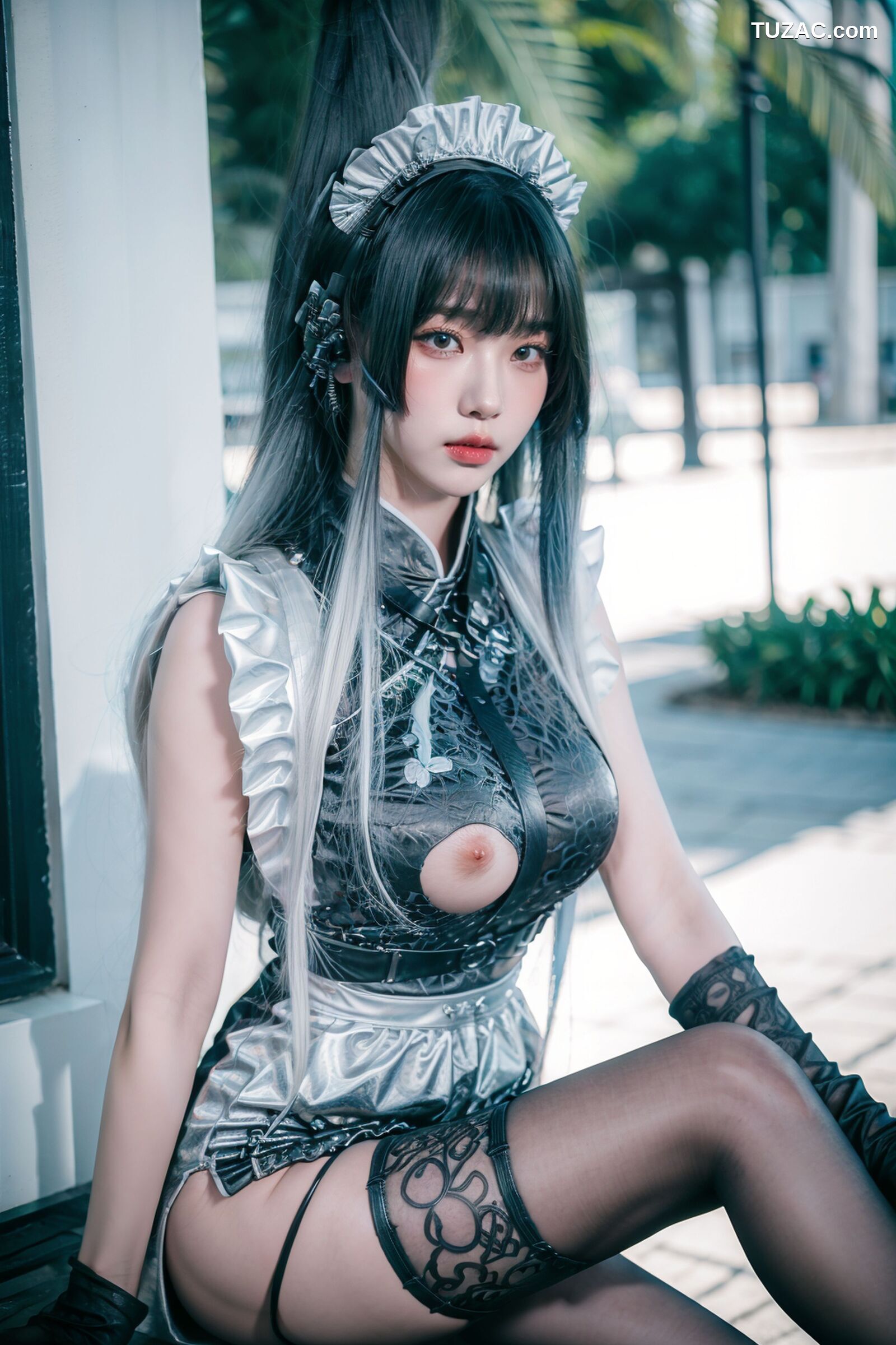 AI美女-拟实-哥特风眼镜女仆
