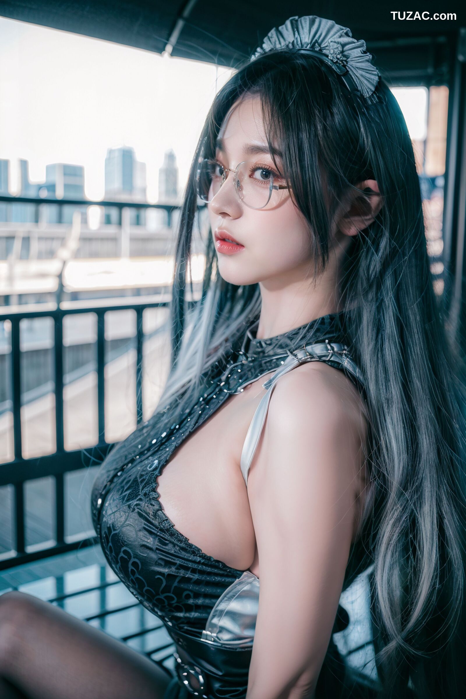 AI美女-拟实-哥特风眼镜女仆