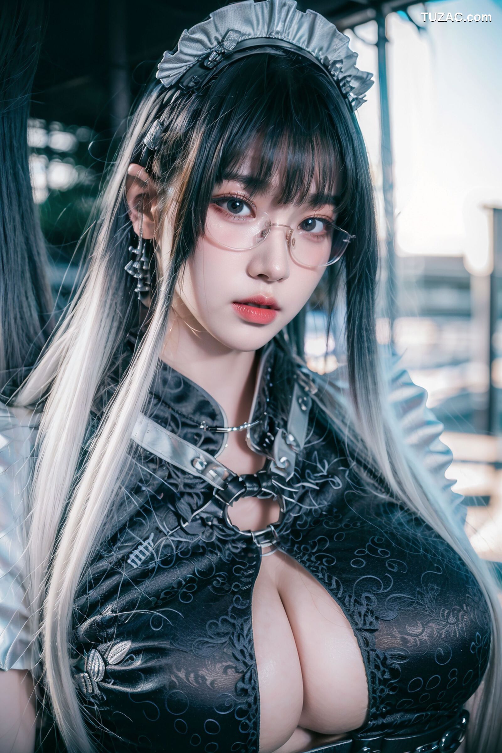 AI美女-拟实-哥特风眼镜女仆