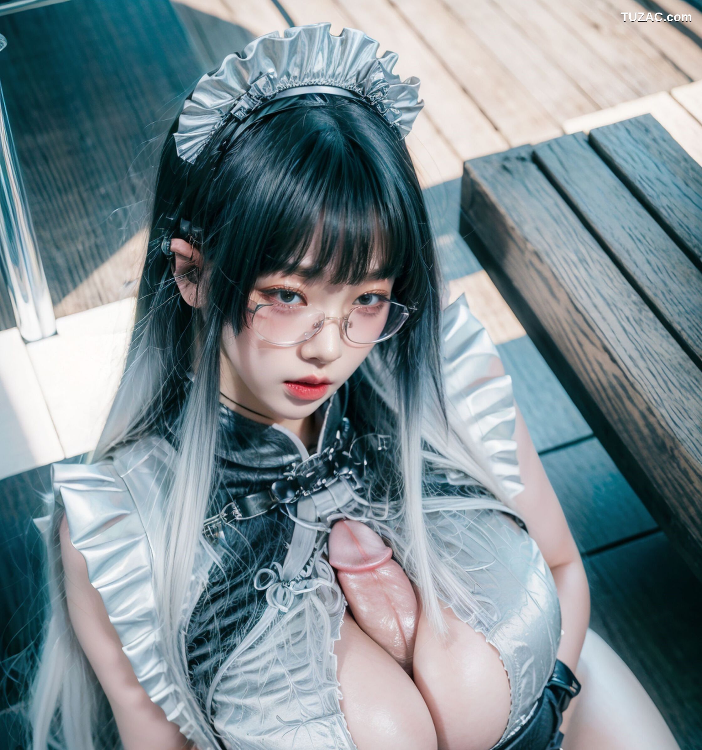 AI美女-拟实-哥特风眼镜女仆