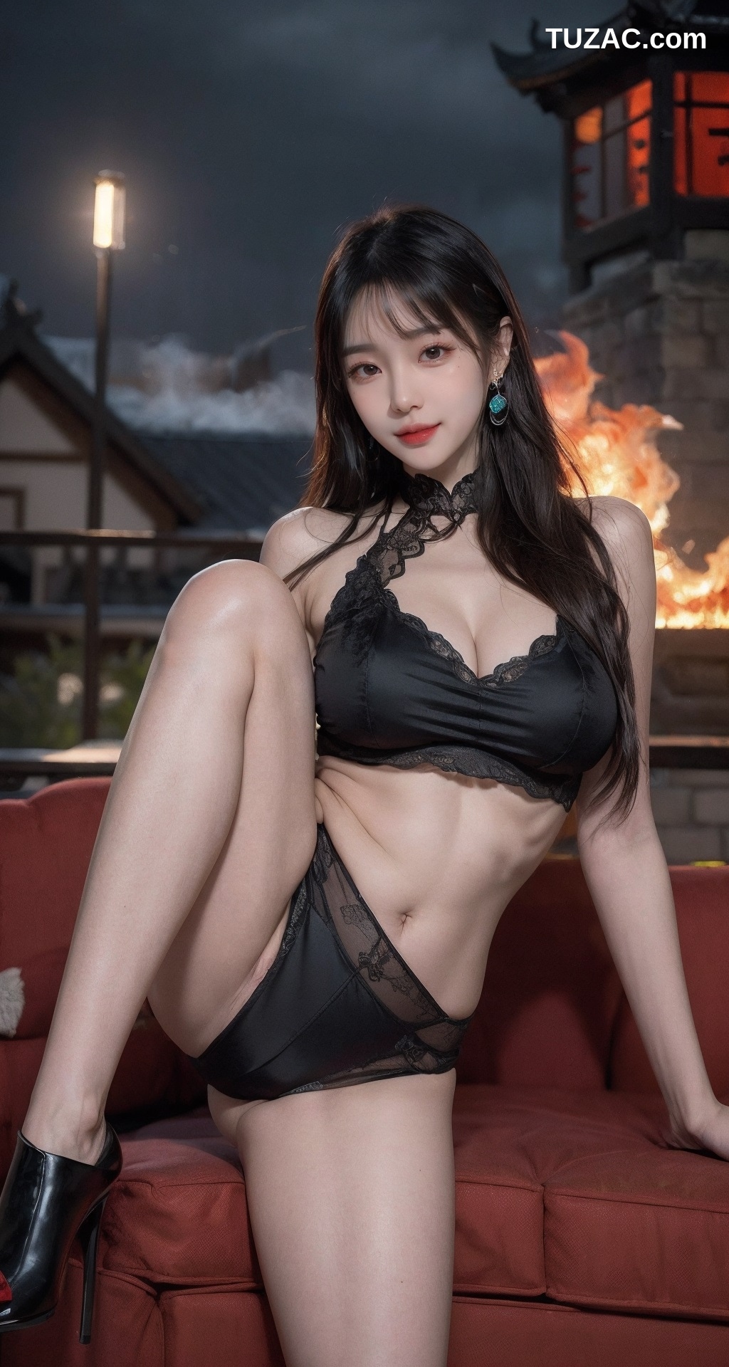 AI美女-拟实-城堡里的美佳人-黑衣篇