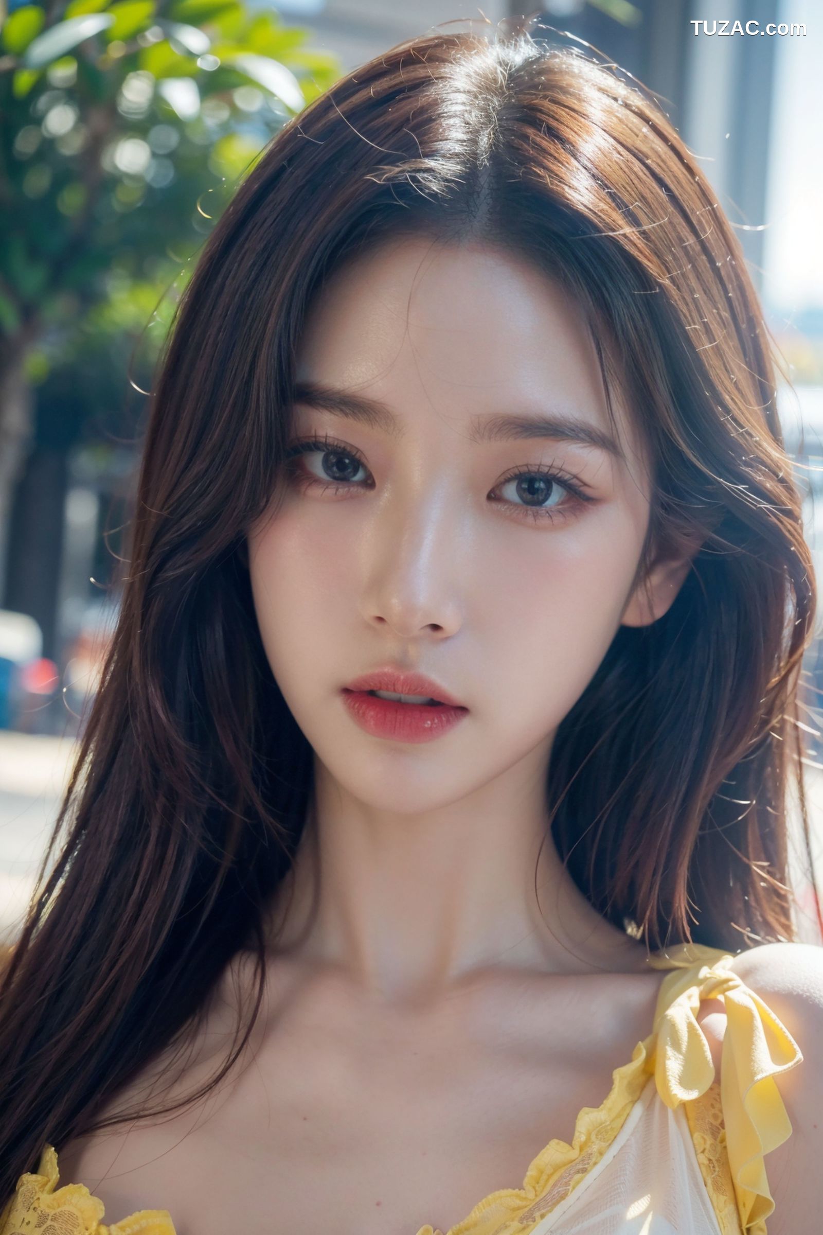 AI美女-拟实-夏季户外黄色纱裙-纯净版