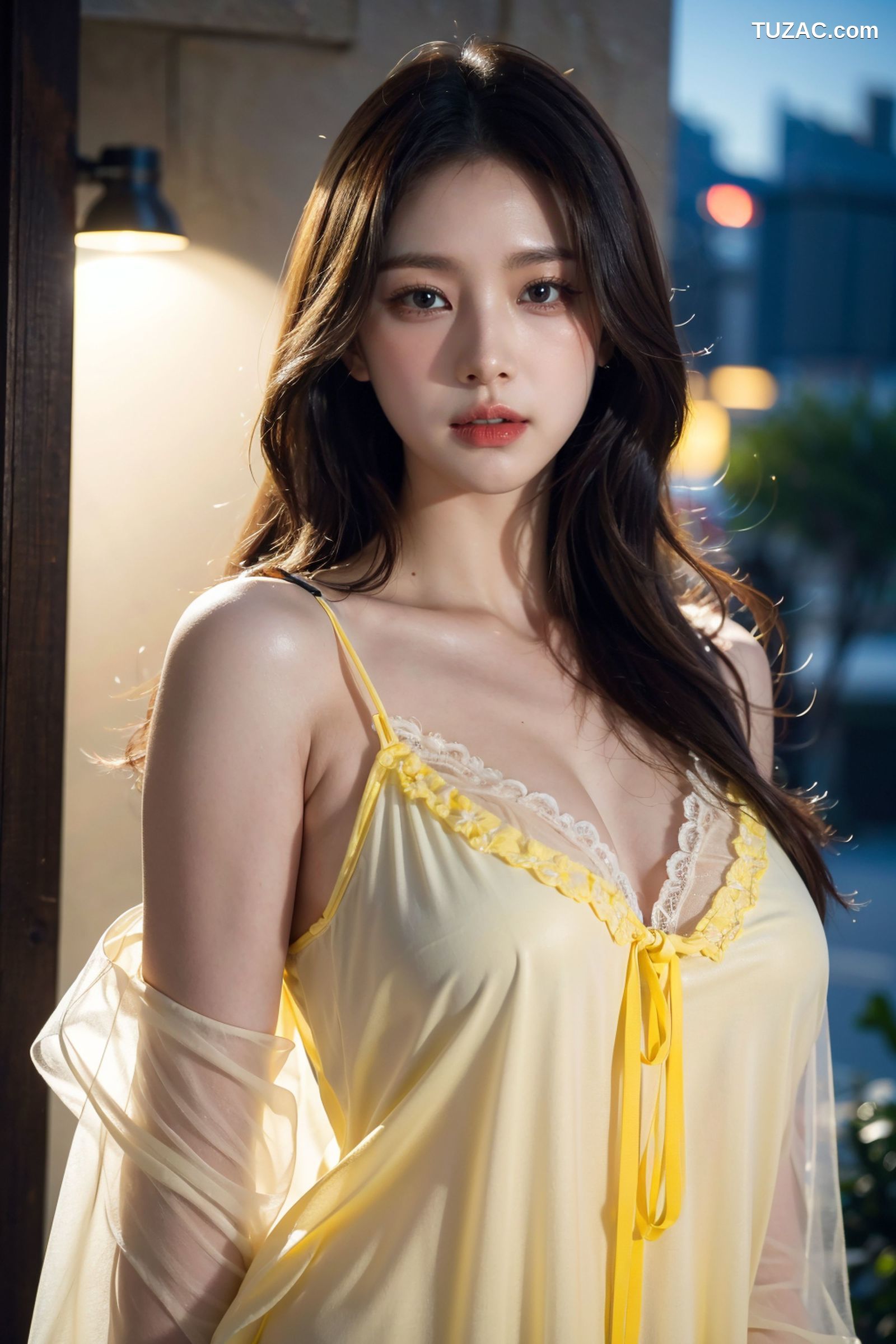 AI美女-拟实-夏季户外黄色纱裙-纯净版