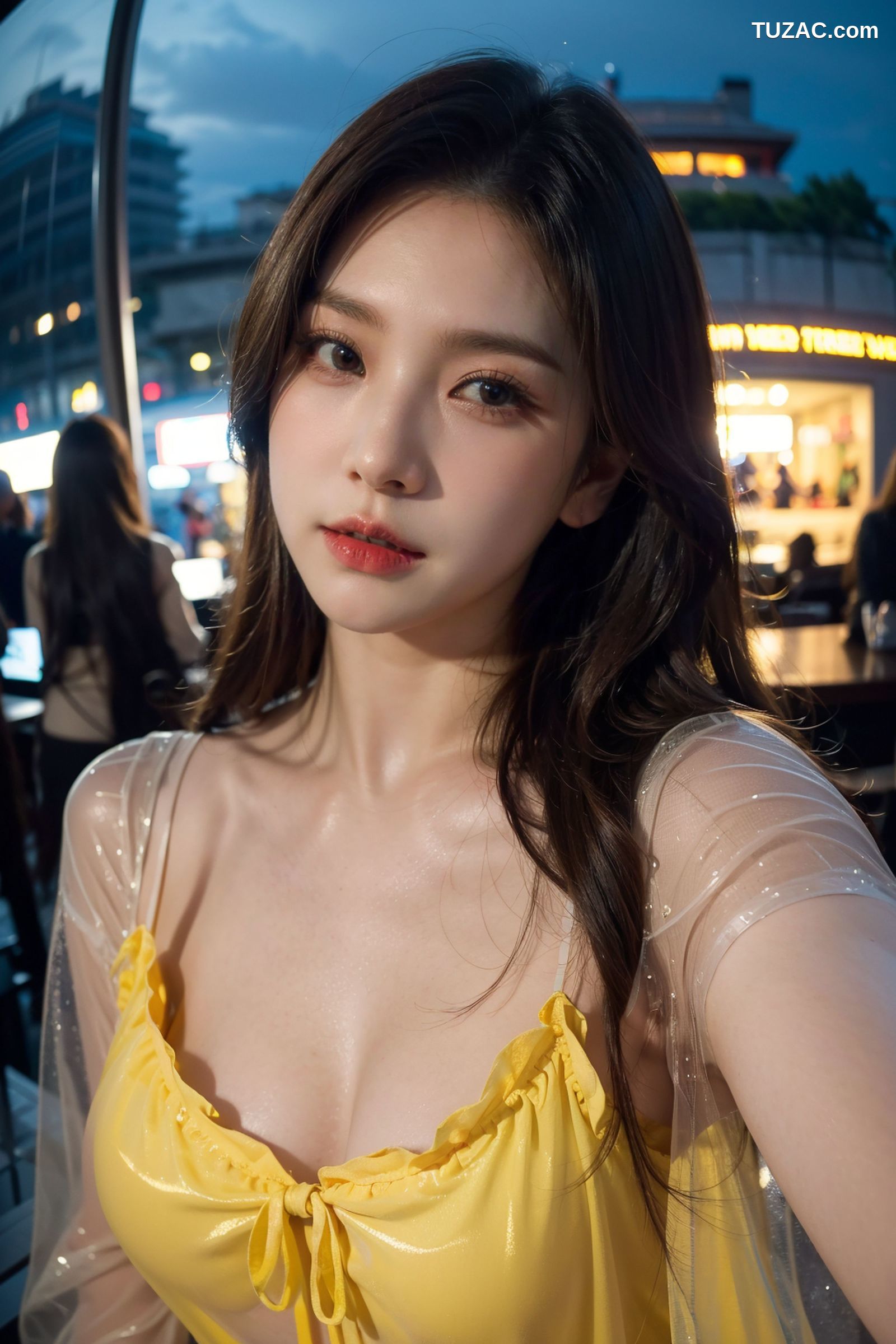 AI美女-拟实-夏季户外黄色纱裙-纯净版