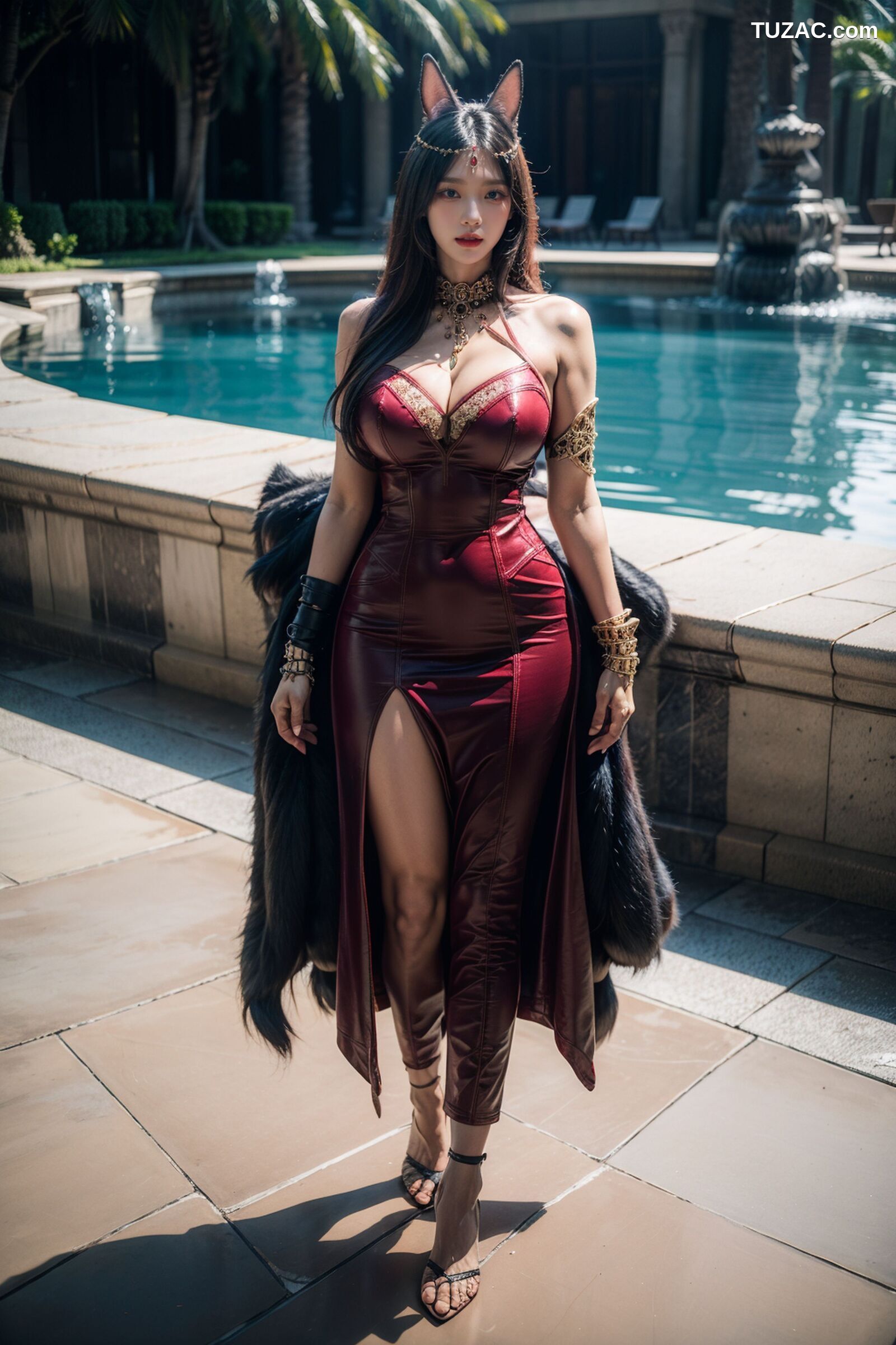 AI美女-拟实-异域公主长裙美女