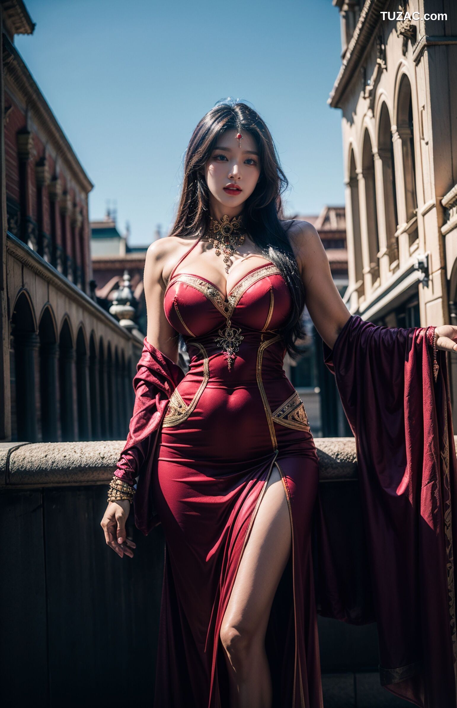 AI美女-拟实-异域公主长裙美女