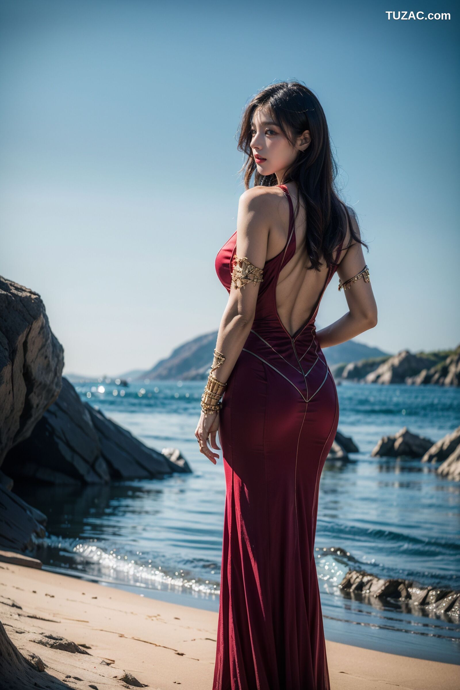 AI美女-拟实-异域公主长裙美女