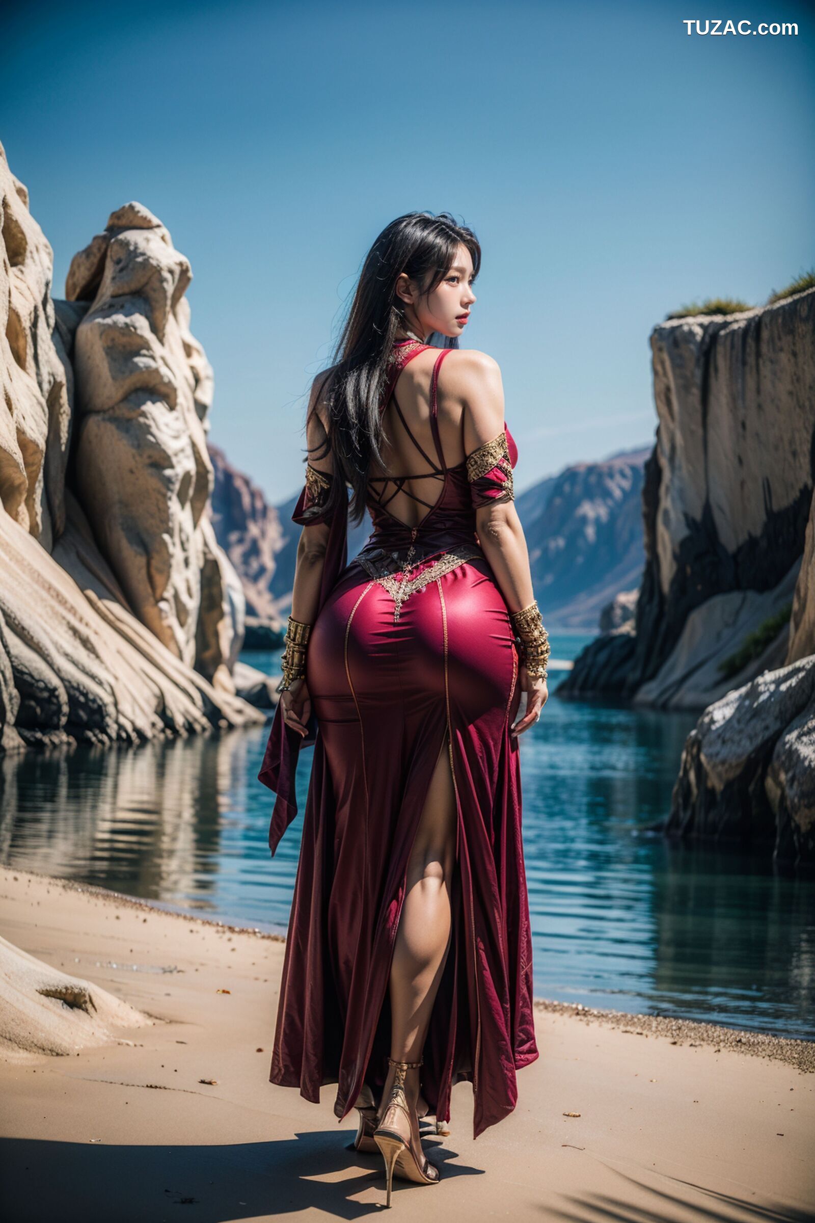 AI美女-拟实-异域公主长裙美女