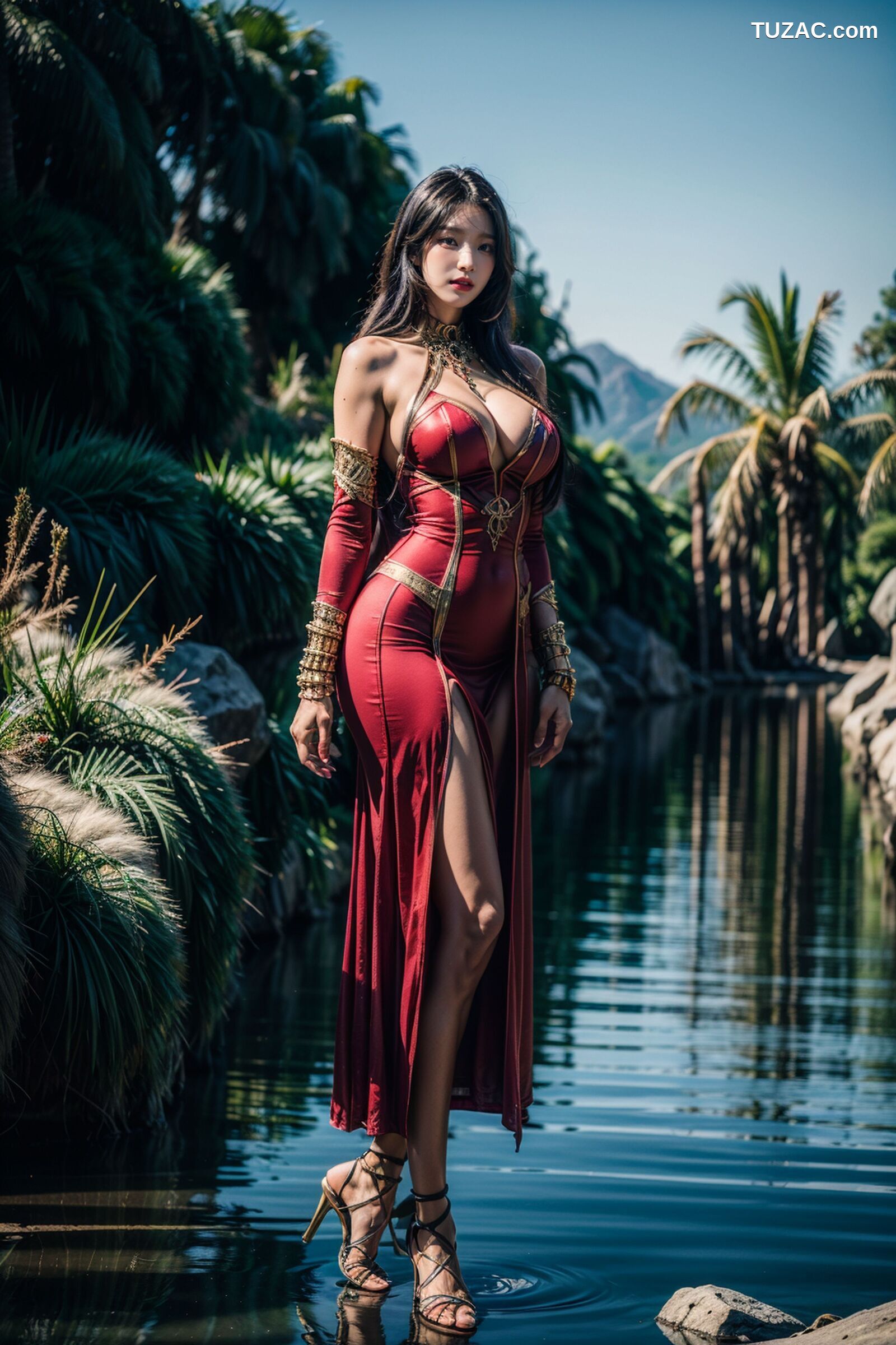 AI美女-拟实-异域公主长裙美女