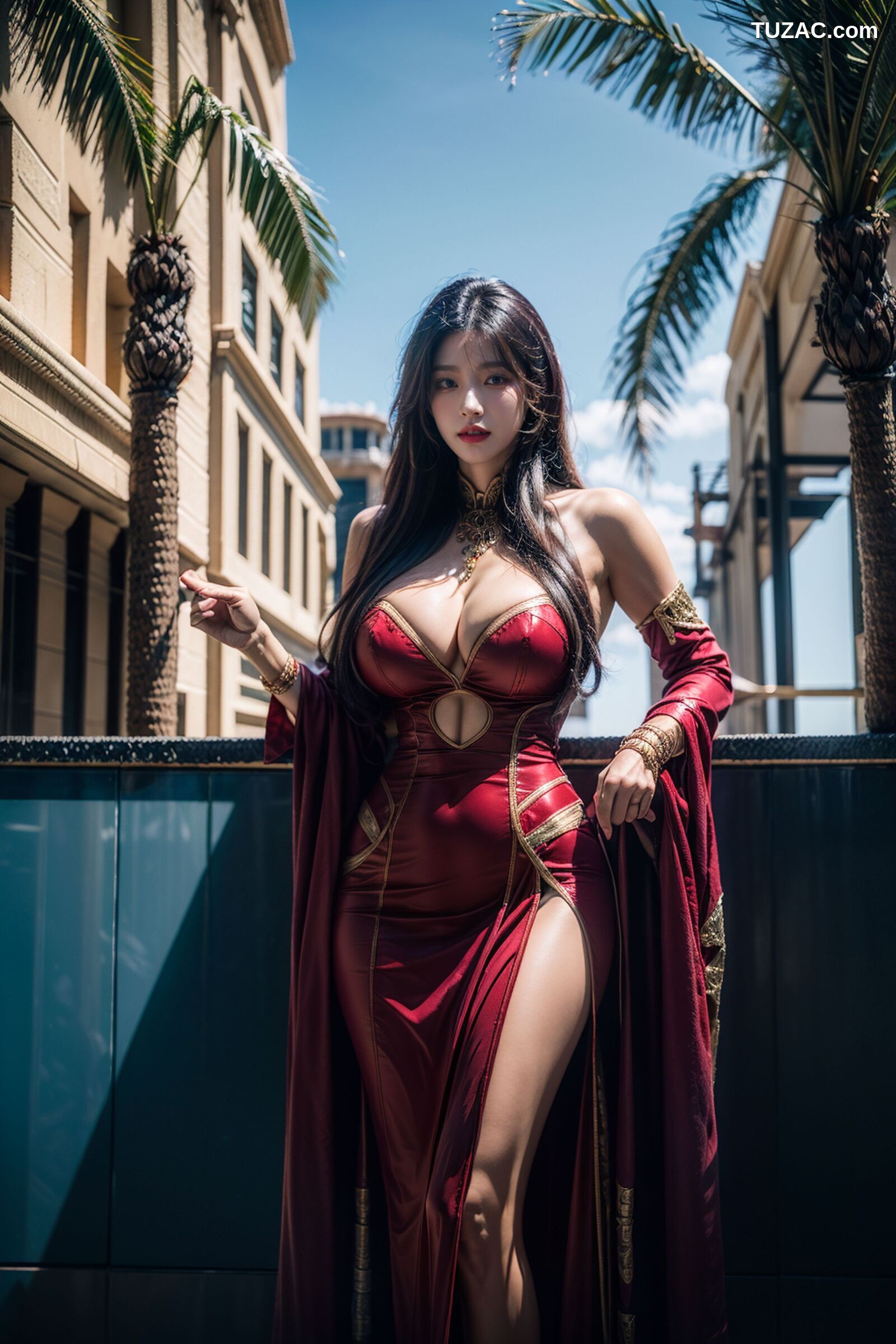 AI美女-拟实-异域公主长裙美女