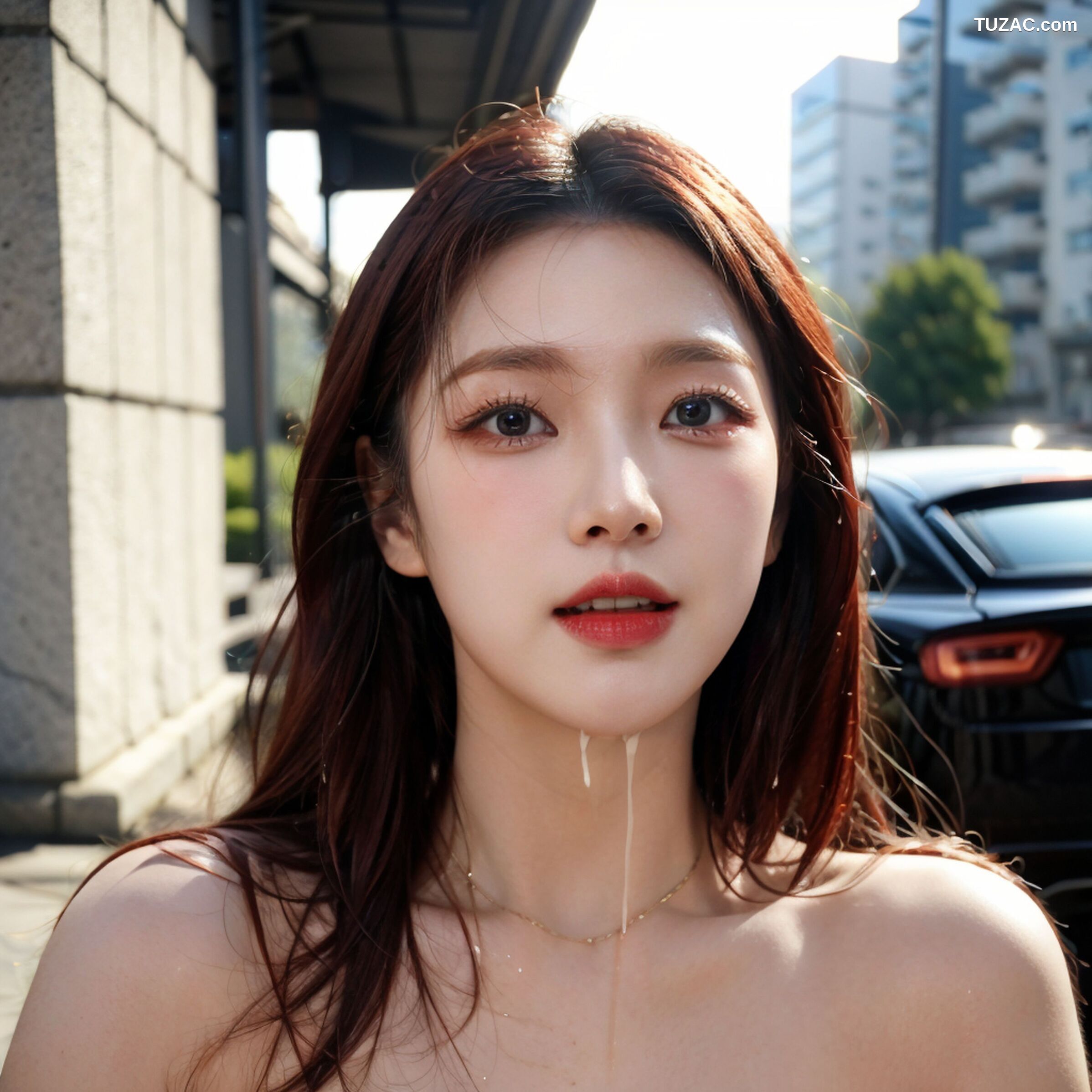 AI美女-拟实-情趣古风露背旗袍-红色版