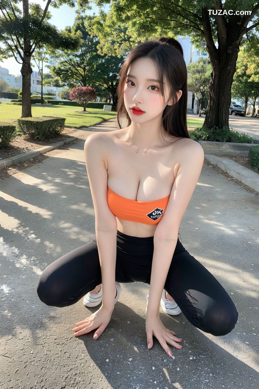 AI美女-拟实-户外绿地-运动美女