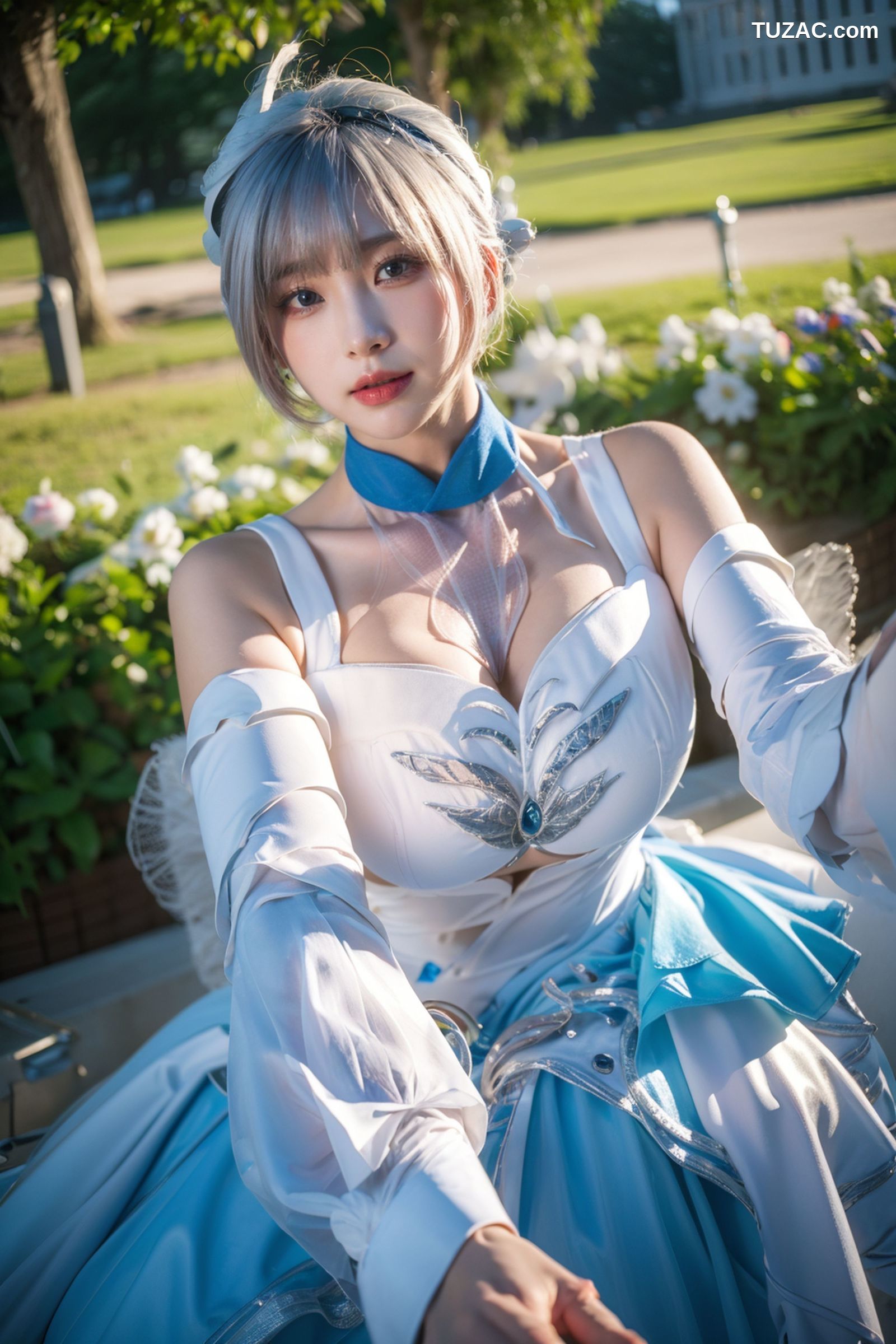 AI美女-拟实-挥着翅膀的天使-公园户外