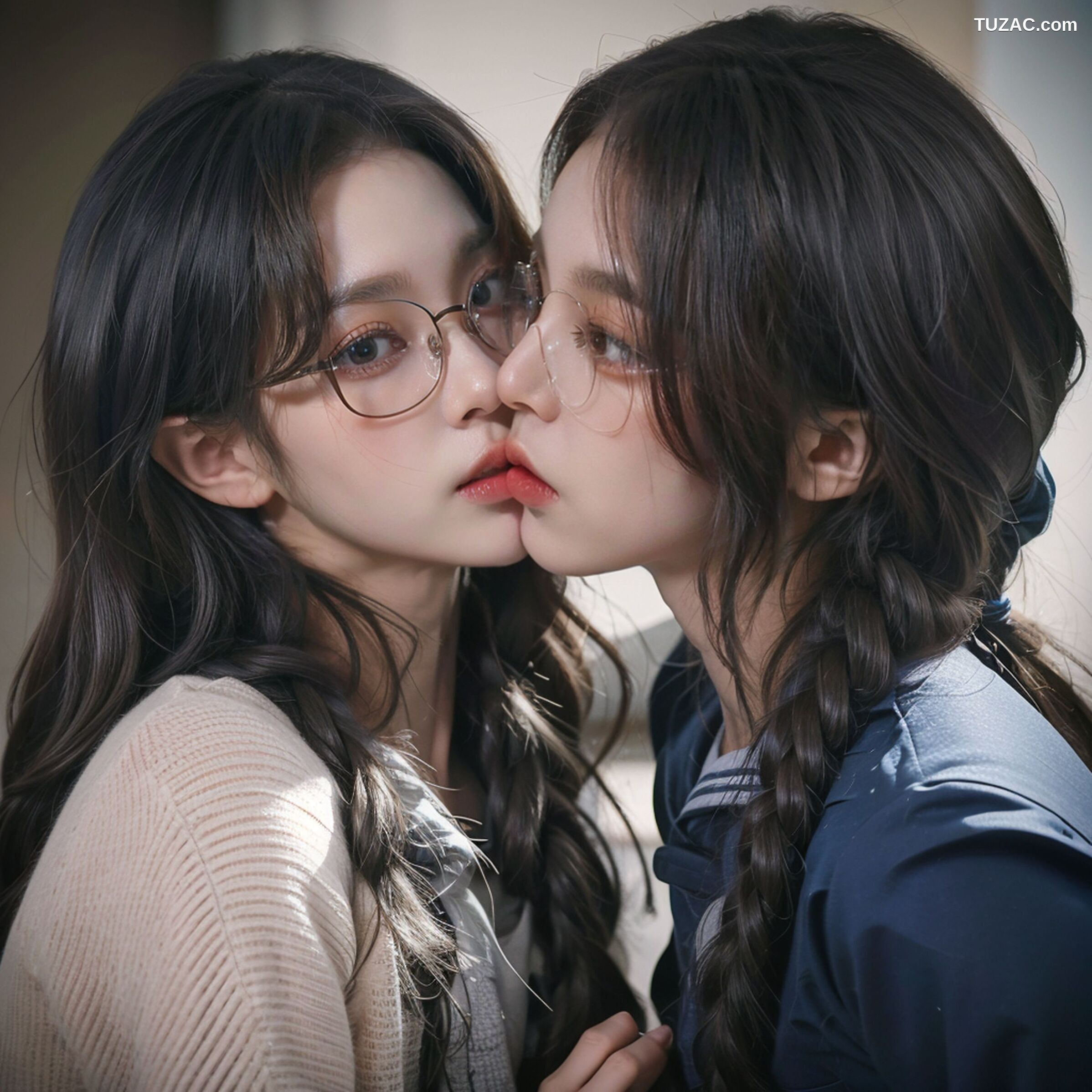 AI美女-拟实-桔色领巾JK女生