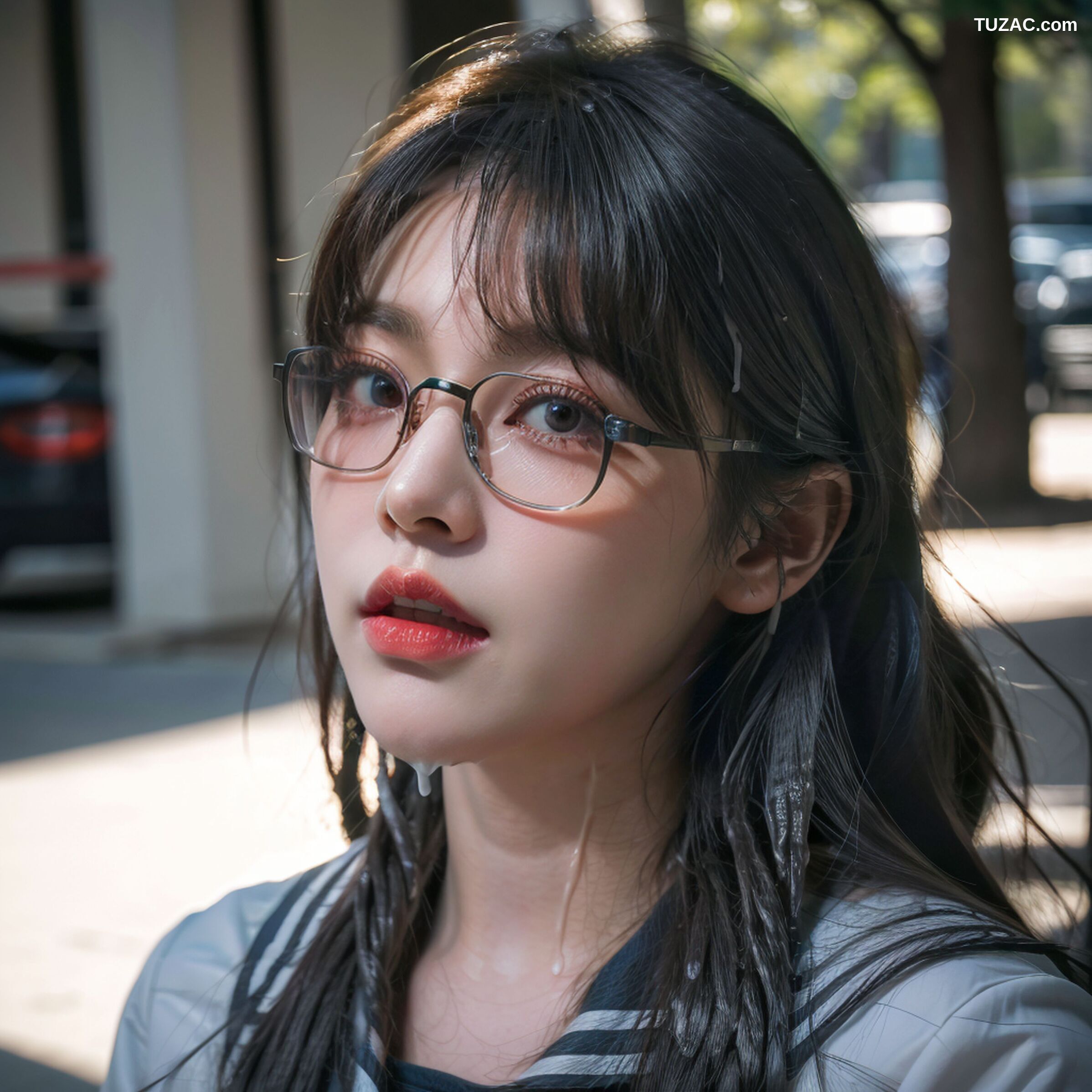 AI美女-拟实-桔色领巾JK女生