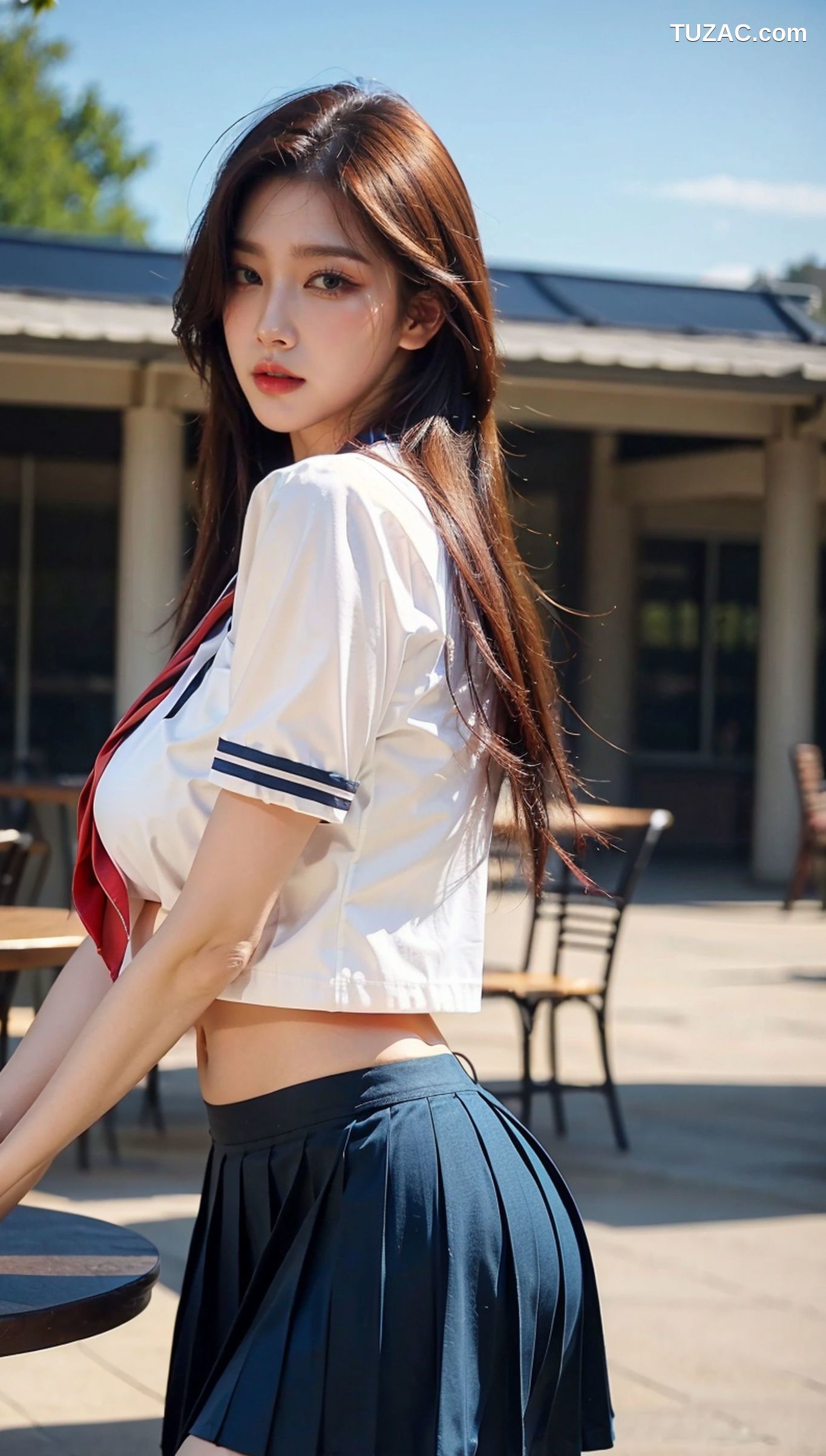 AI美女-拟实-水手服短裙