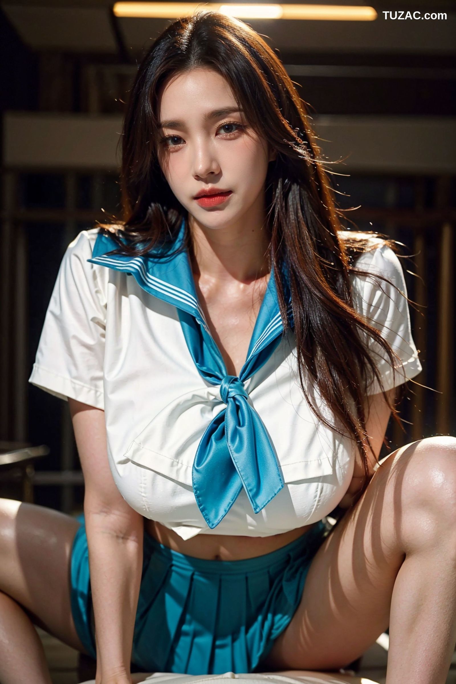 AI美女-拟实-水手服短裙