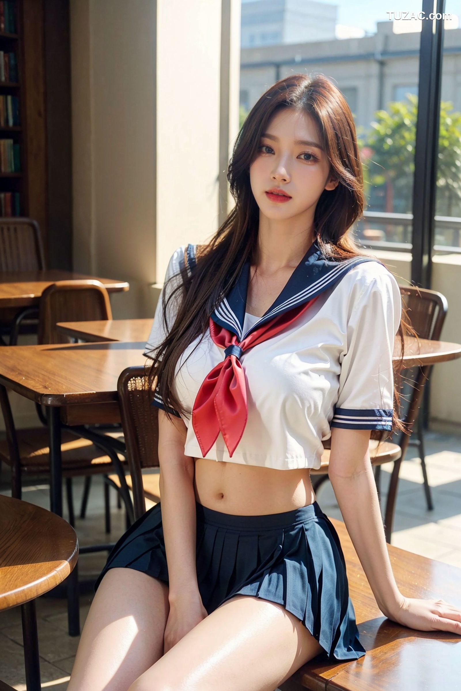 AI美女-拟实-水手服短裙