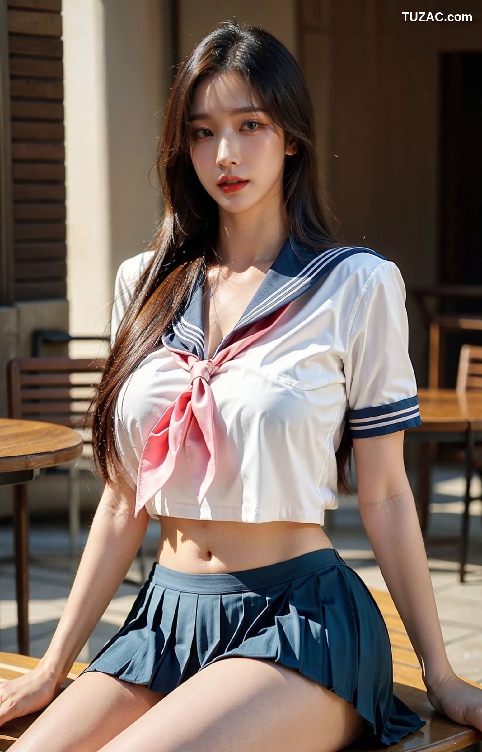 AI美女-拟实-水手服短裙