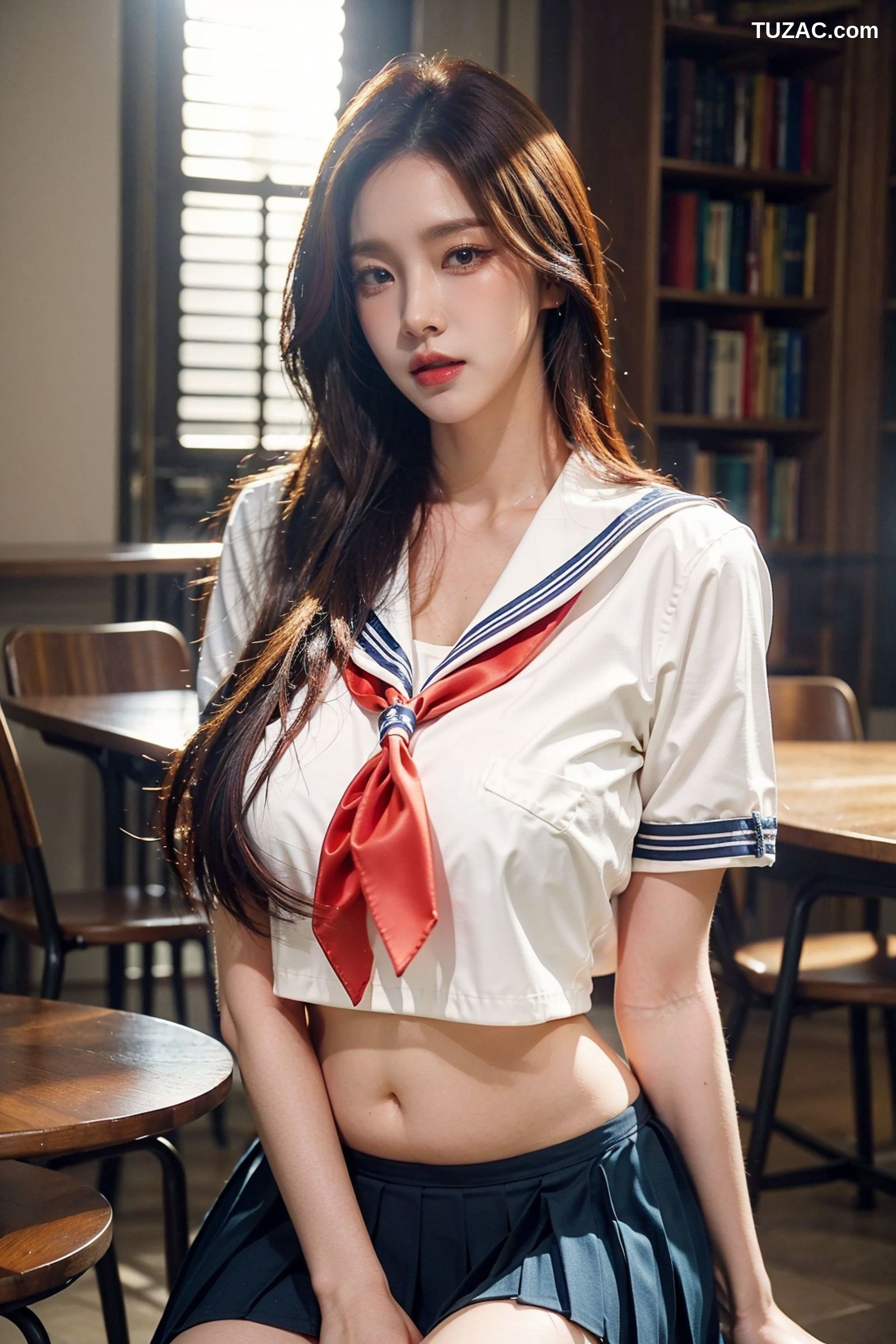 AI美女-拟实-水手服短裙