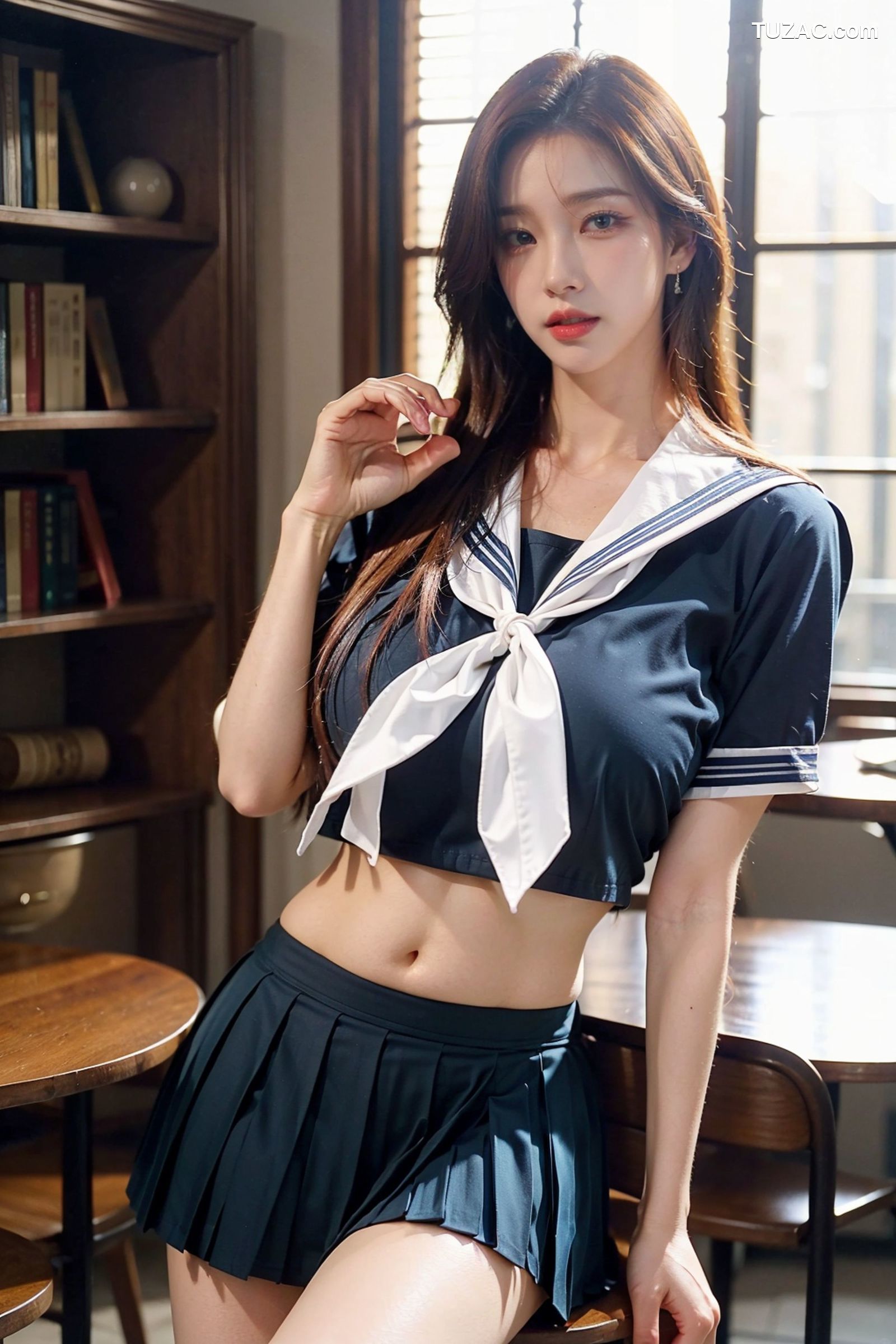 AI美女-拟实-水手服短裙