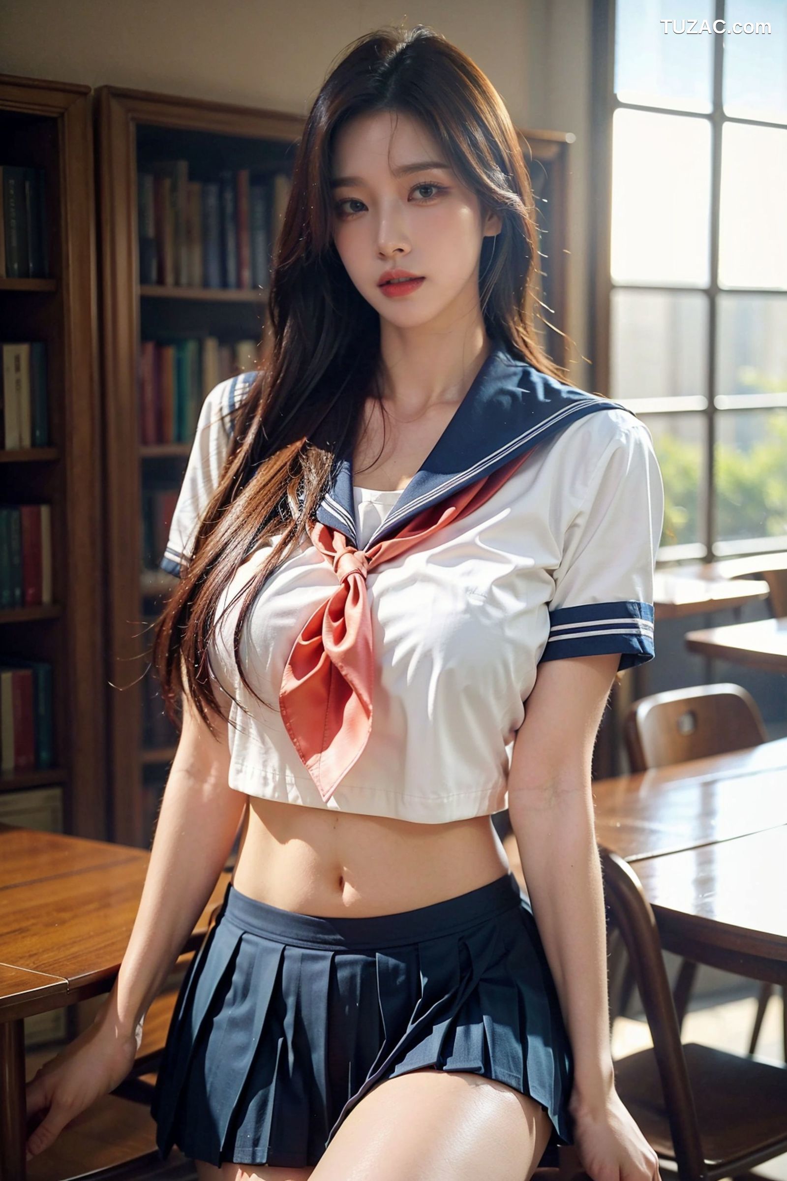 AI美女-拟实-水手服短裙