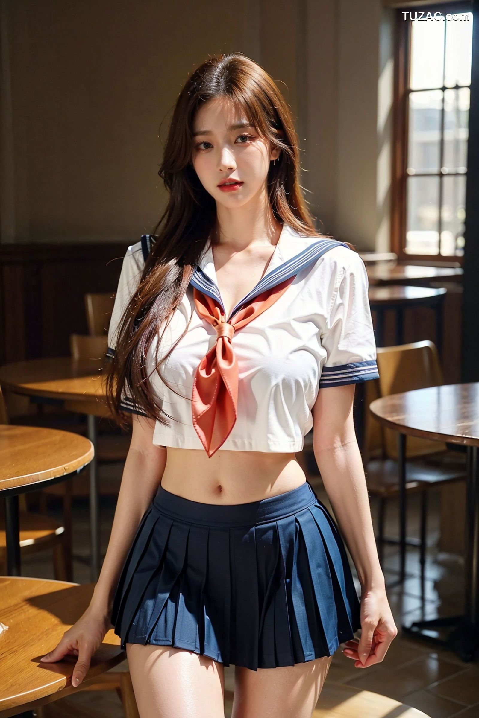 AI美女-拟实-水手服短裙