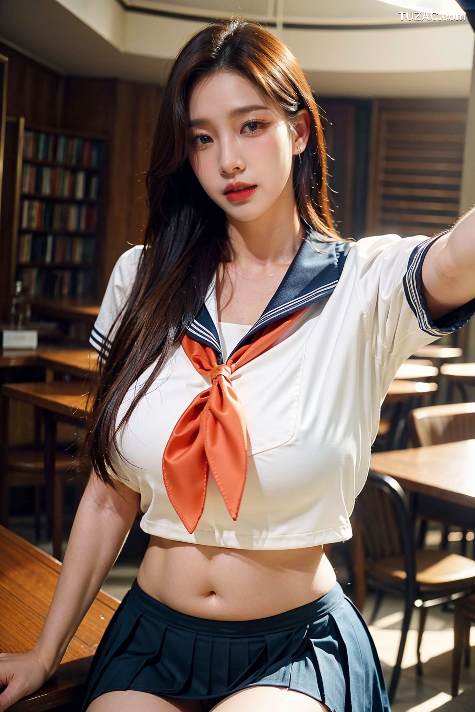 AI美女-拟实-水手服短裙