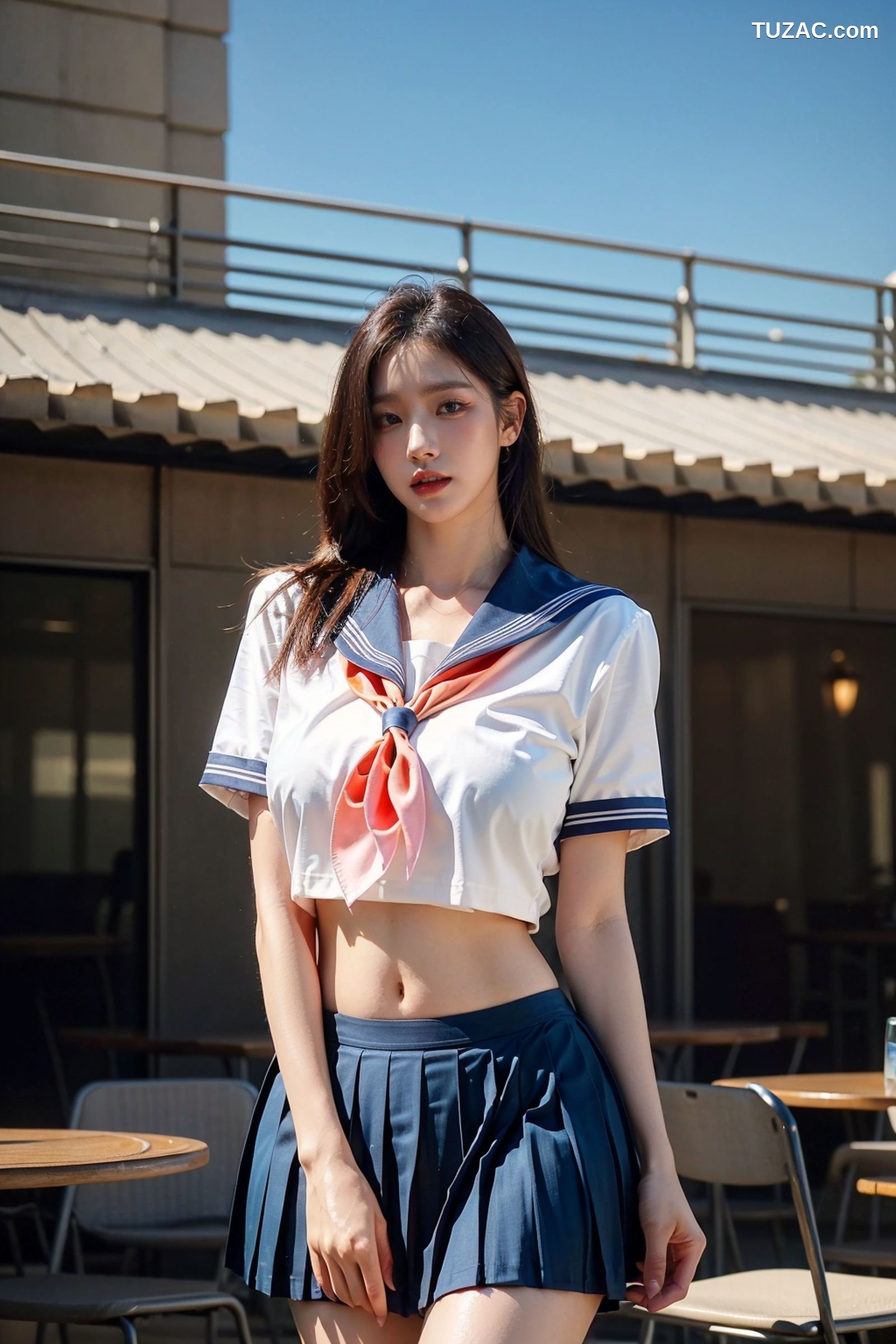 AI美女-拟实-水手服短裙