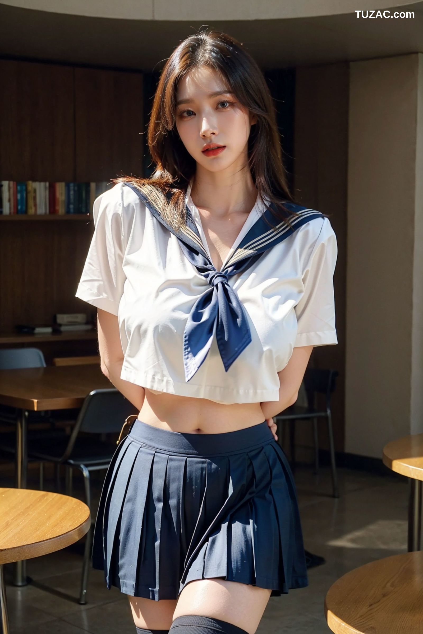 AI美女-拟实-水手服短裙