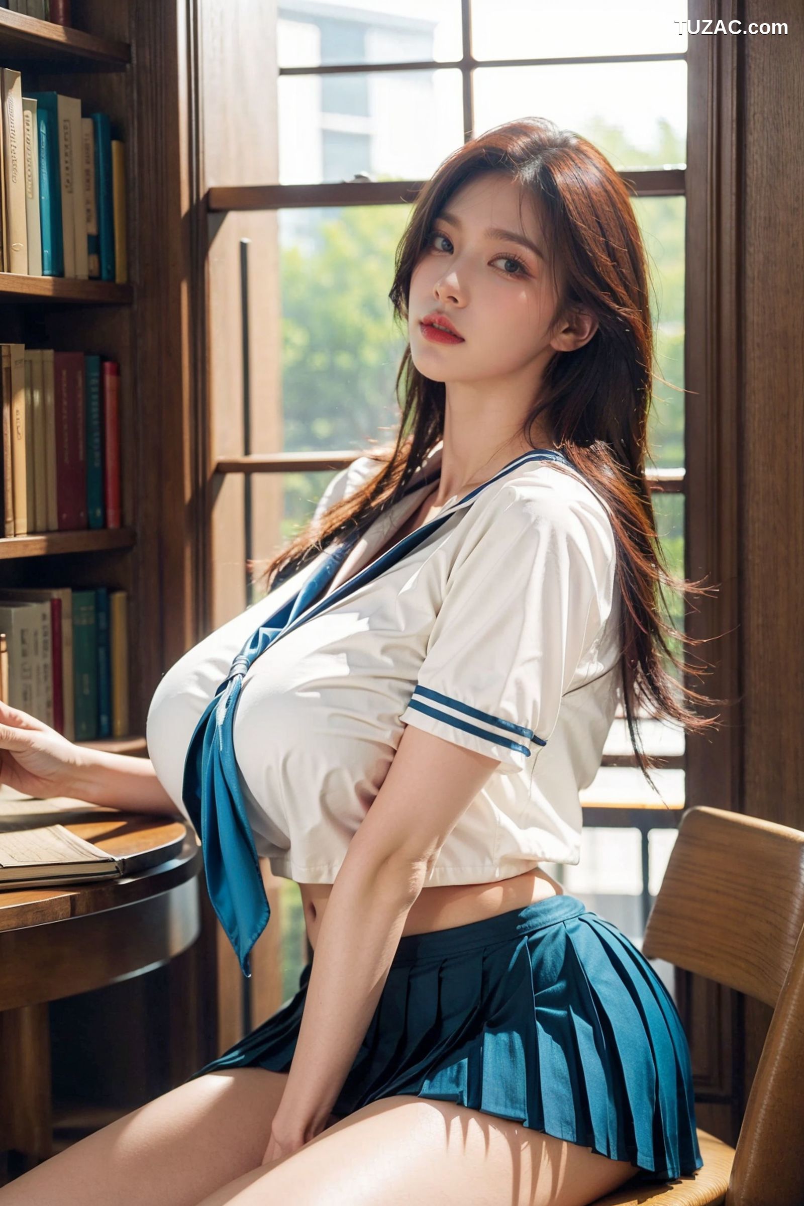 AI美女-拟实-水手服短裙