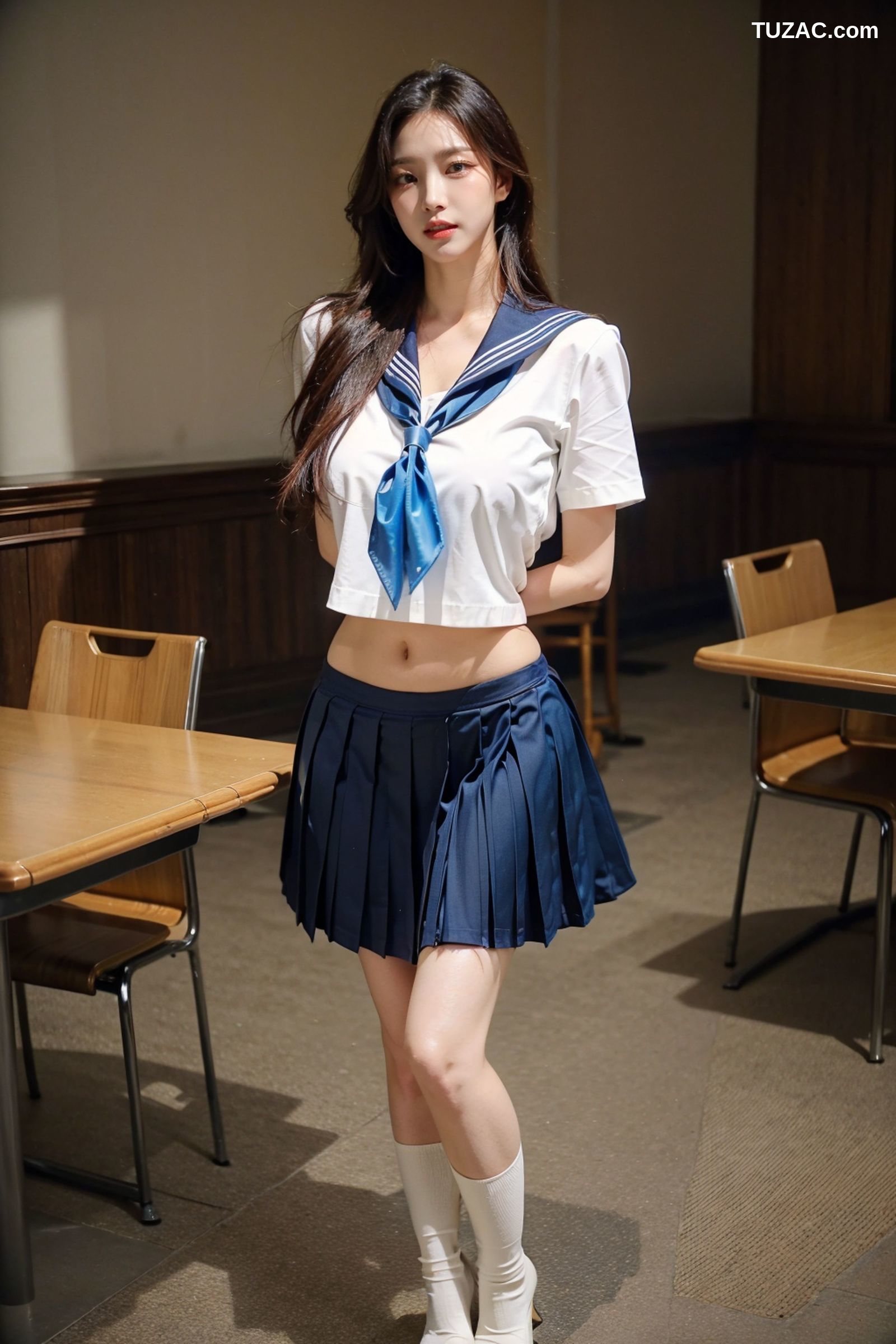 AI美女-拟实-水手服短裙