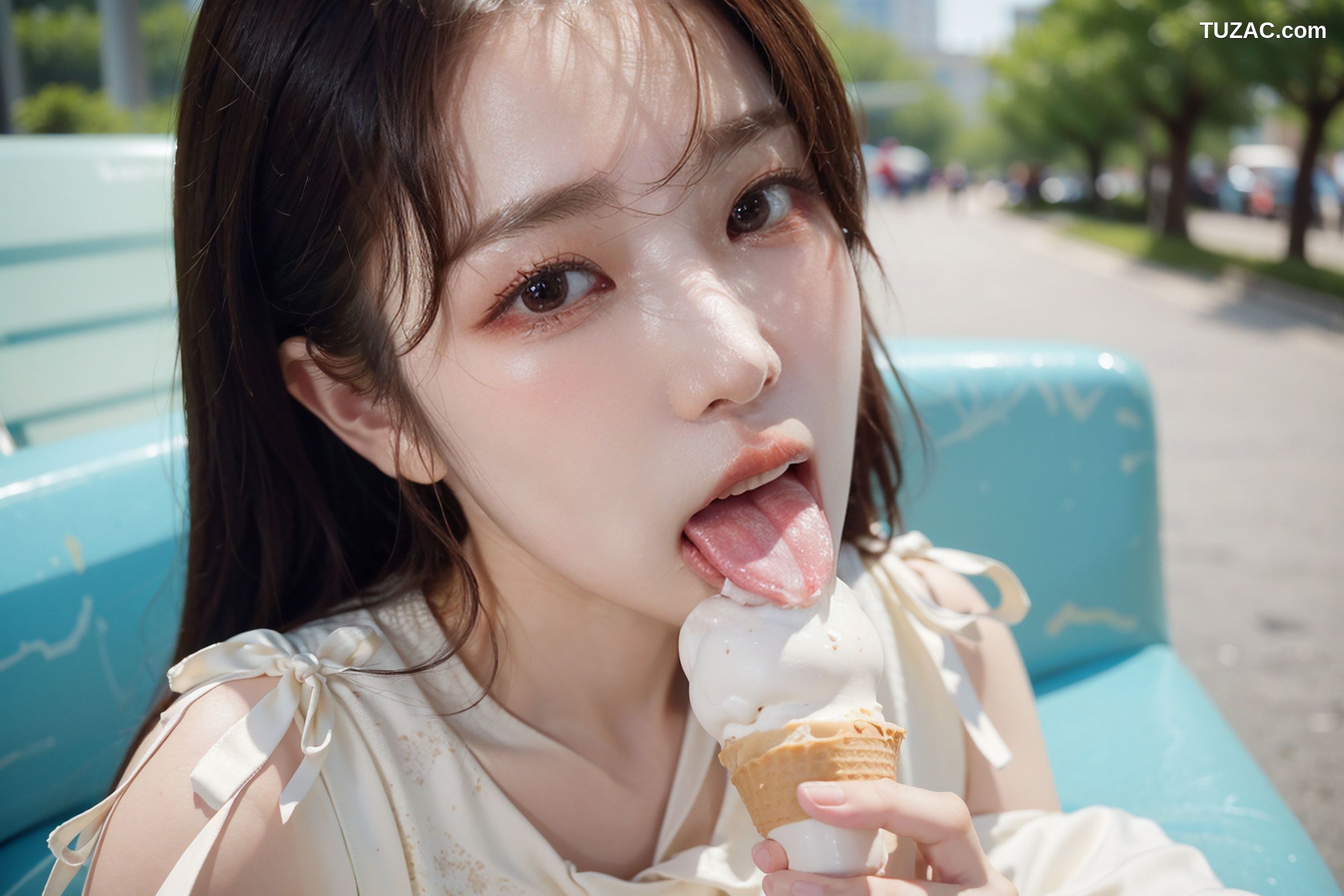 AI美女-拟实-泳池边的比基尼美女