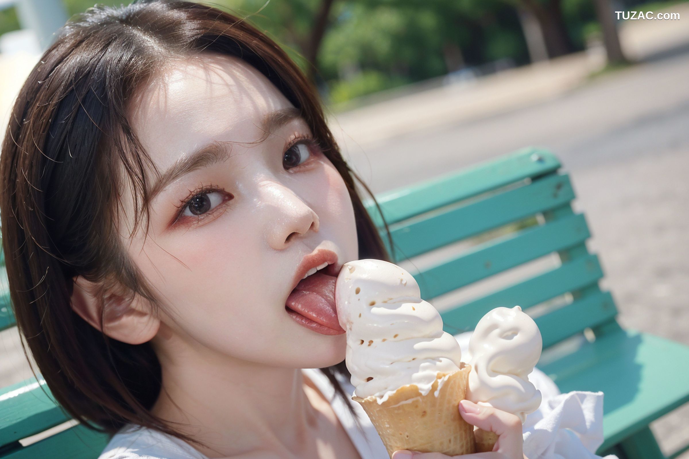 AI美女-拟实-泳池边的比基尼美女